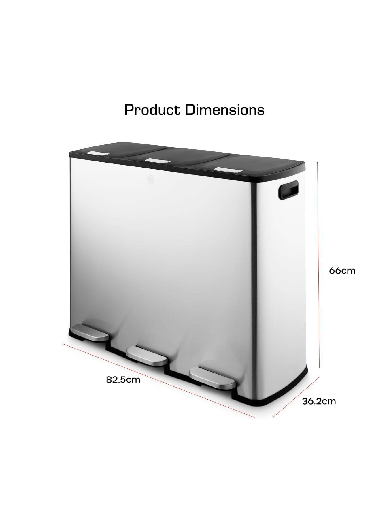 Image 5 of 6 of Swan 90l (3x30l) Pedal Recycling Bin