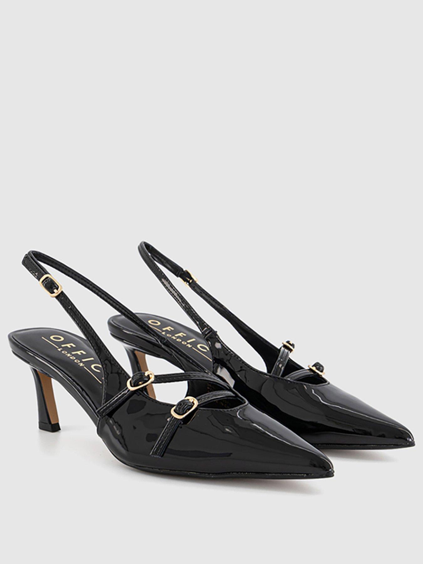 Image 2 of 4 of OFFICE Melba Multi Strap And Buckle Slingback Court Shoes - Black