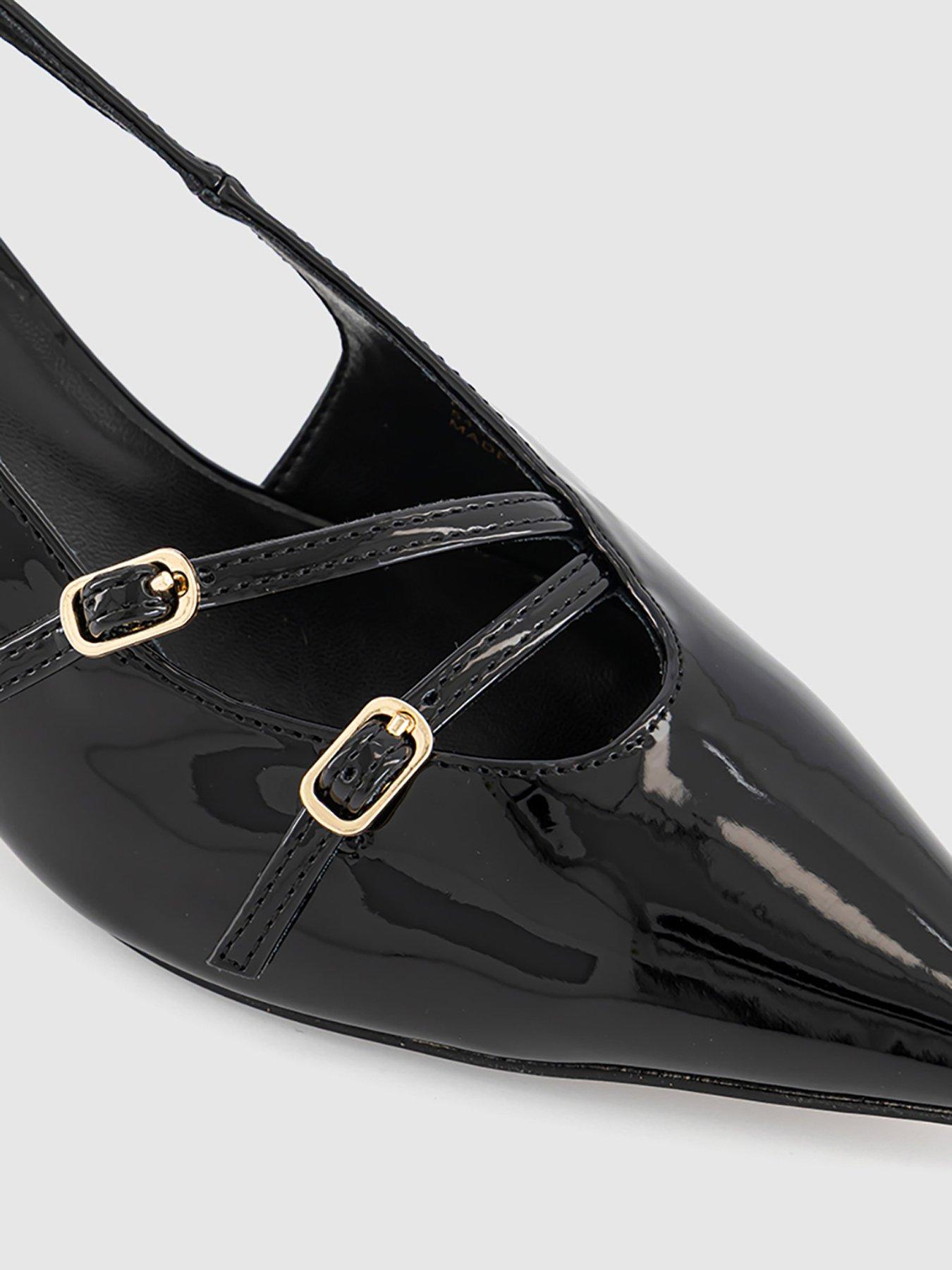 Image 3 of 4 of OFFICE Melba Multi Strap And Buckle Slingback Court Shoes - Black