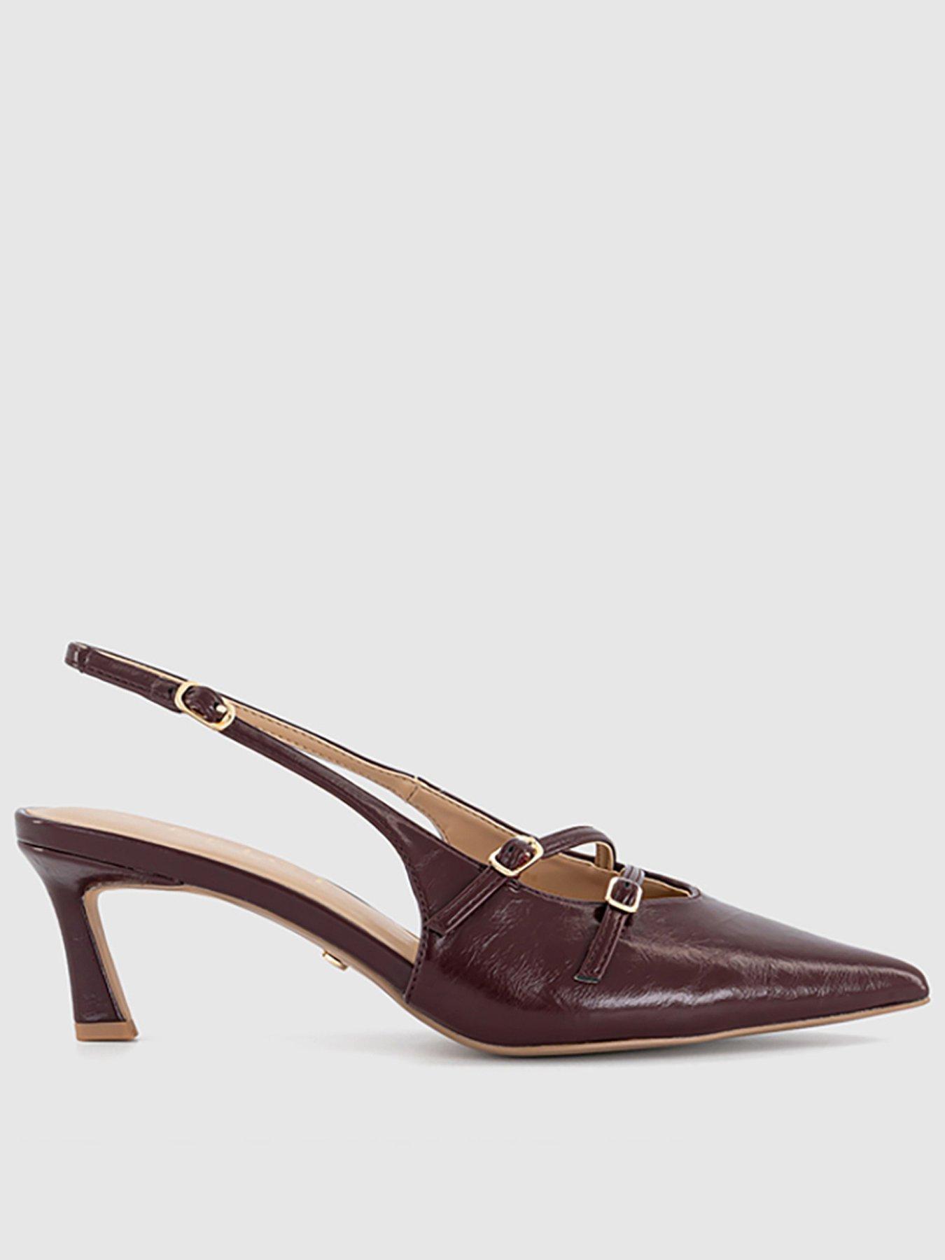 OFFICE Melba Multi Strap And Buckle Slingback Court Shoes - Dark Red