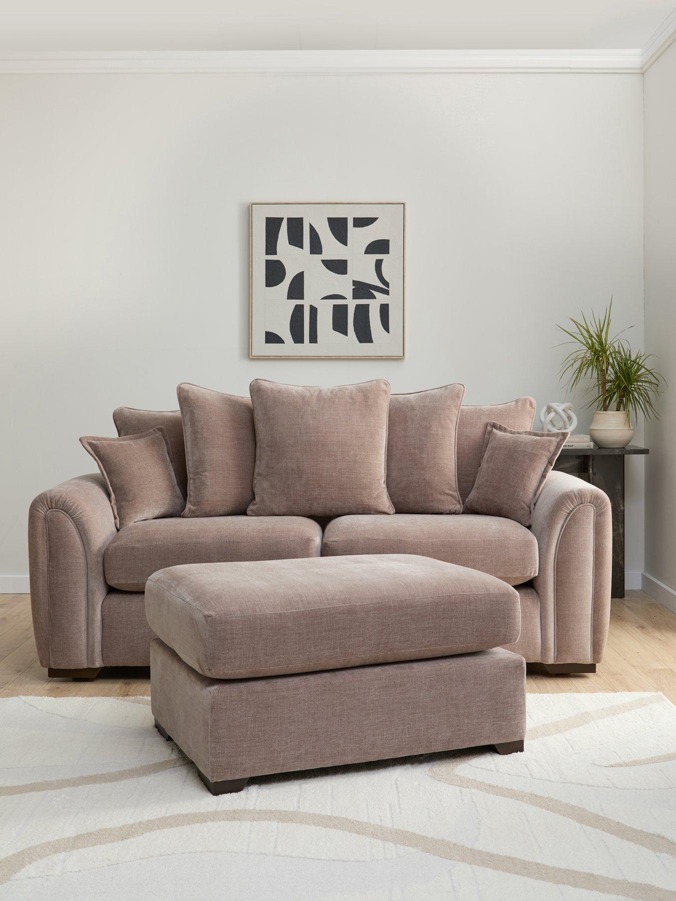 Image 1 of 7 of The Very Collection Carmen 3 Seater Scatter Back Sofa + Footstool