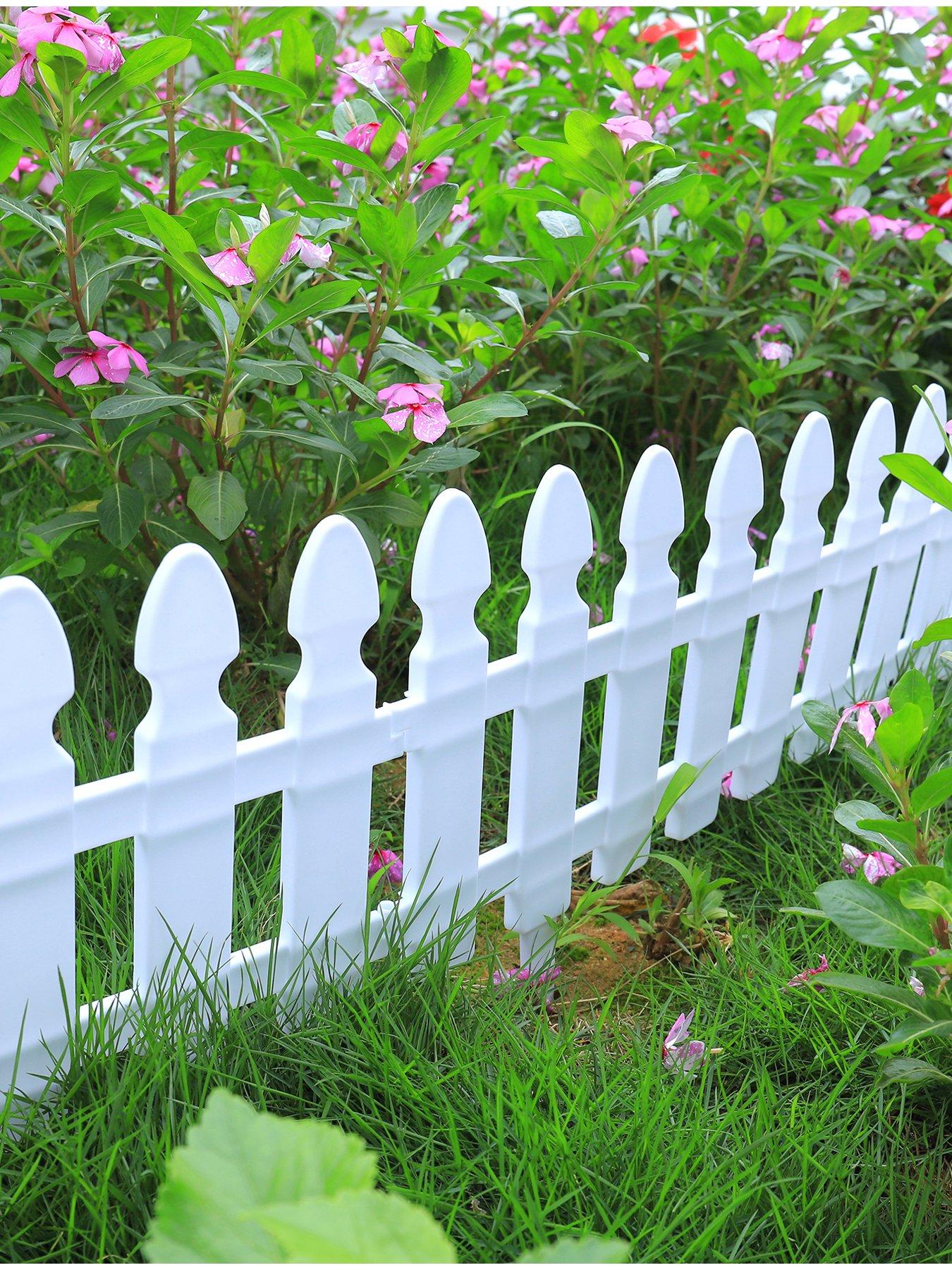 Image 4 of 7 of Living and Home 4Pcs Garden Picket Fence White