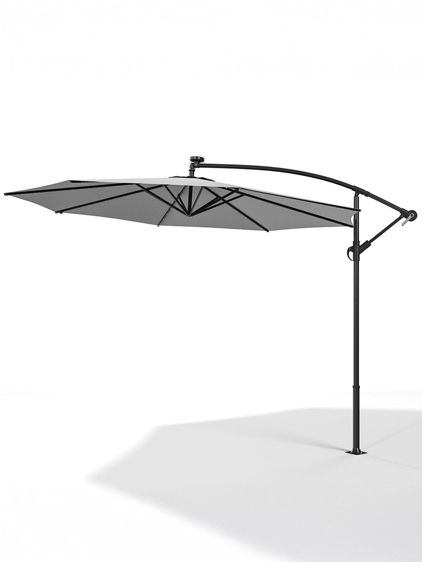 Living and Home 3M LED Cantilever Garden Parasol Without Base Light Grey