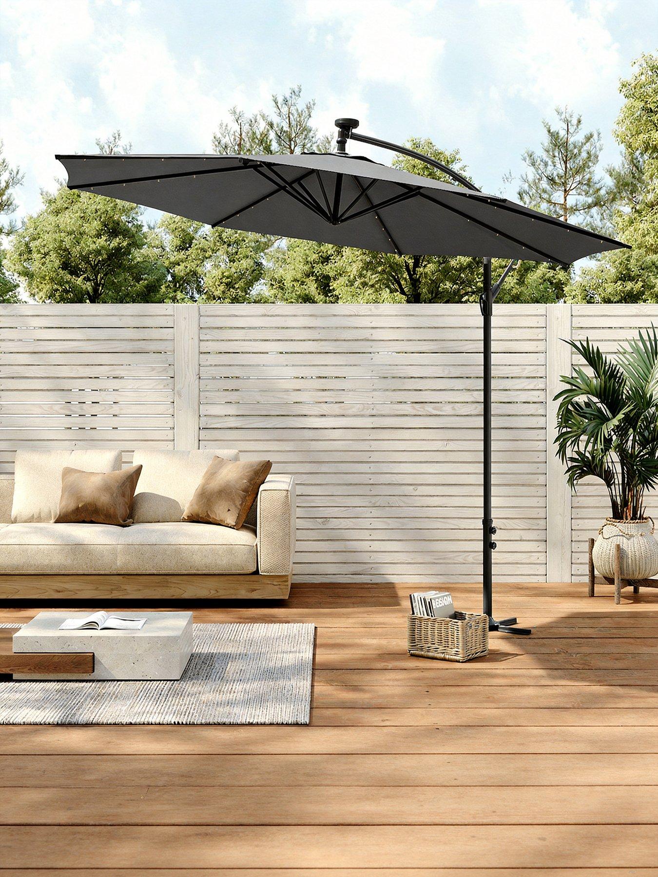 living-and-home-3m-led-cantilever-garden-parasol-without-base-dark-grey