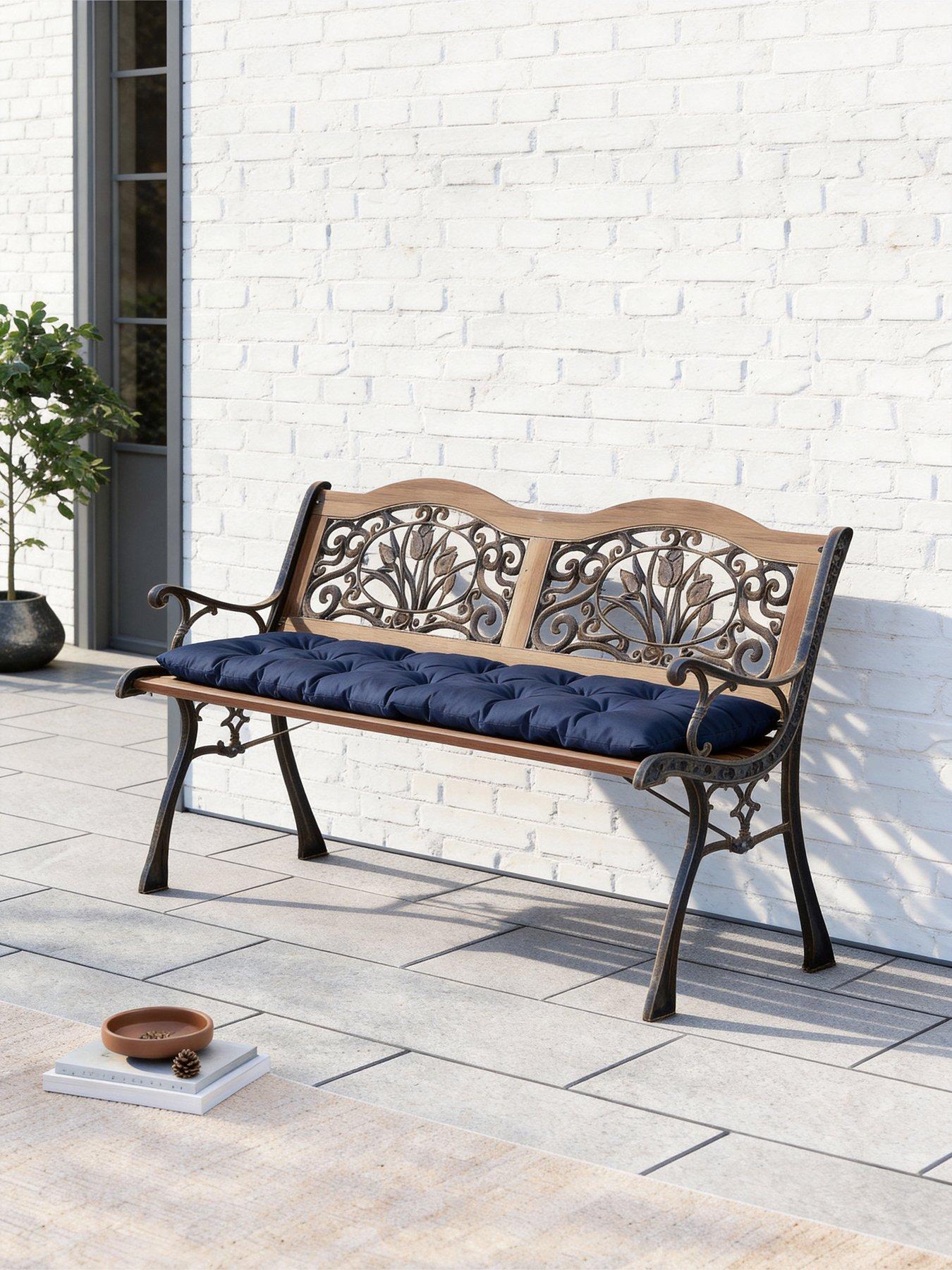 Image 1 of 6 of Living and Home Garden Seat Pad Navy Black L 120cm x W 50cm