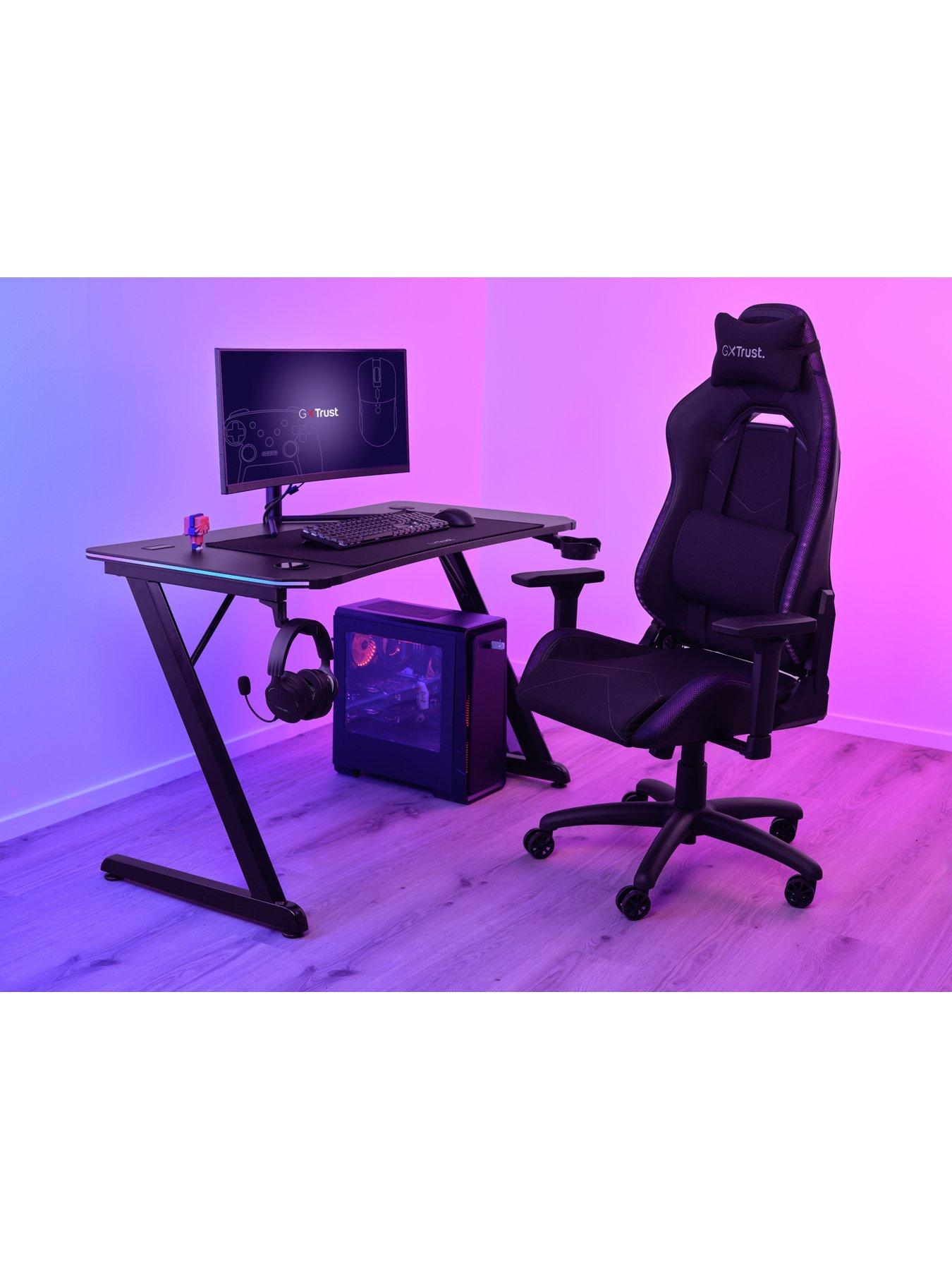 Image 5 of 7 of Trust GXT710 Luminus Pro Gaming Desk with LED RGB, 10 Colour Modes, Built-in 10W Wireless Charger - Black