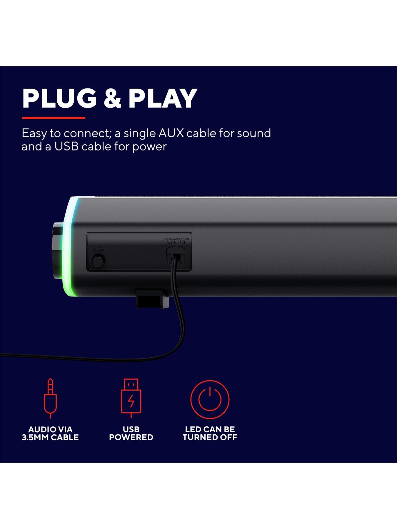 Image 2 of 7 of Trust GXT620 Axon RGB Illuminated Soundbar, PC Speaker for Computer, Laptop, Smartphone, Tablet, TV