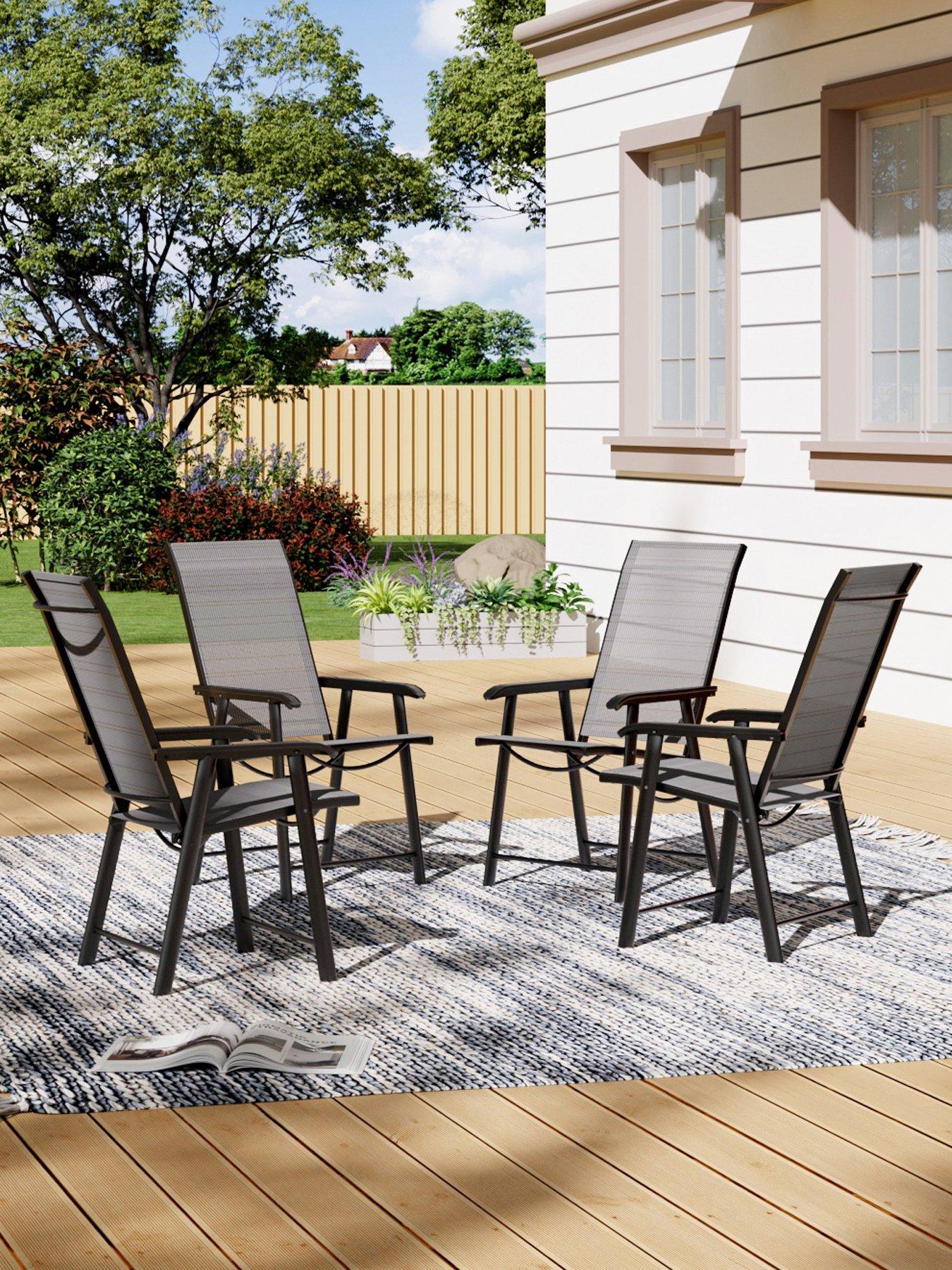 living-and-home-4-piece-foldable-garden-chair-black