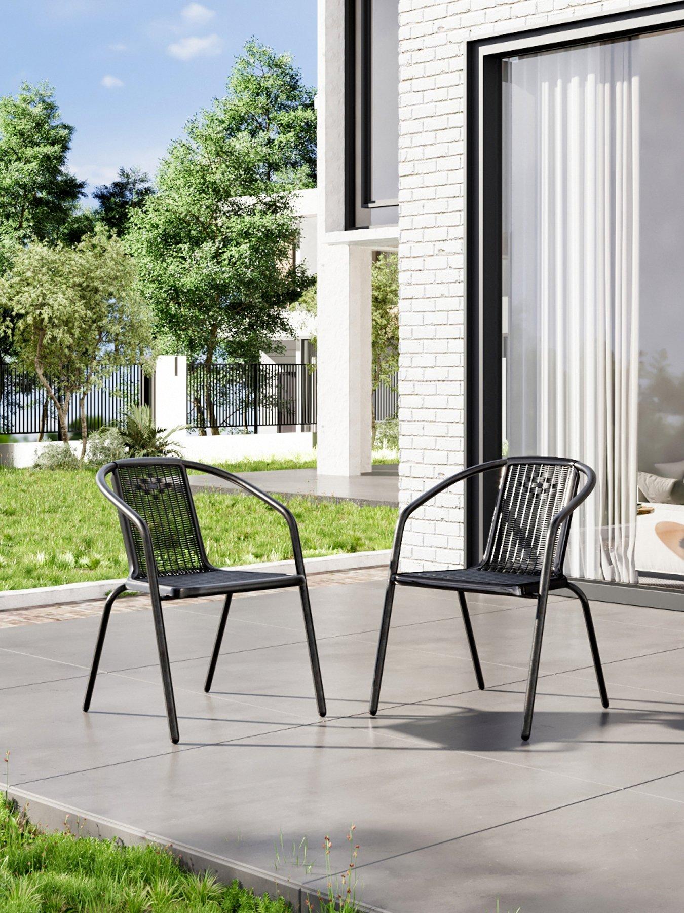 living-and-home-2-pcs-stacking-garden-chair-black