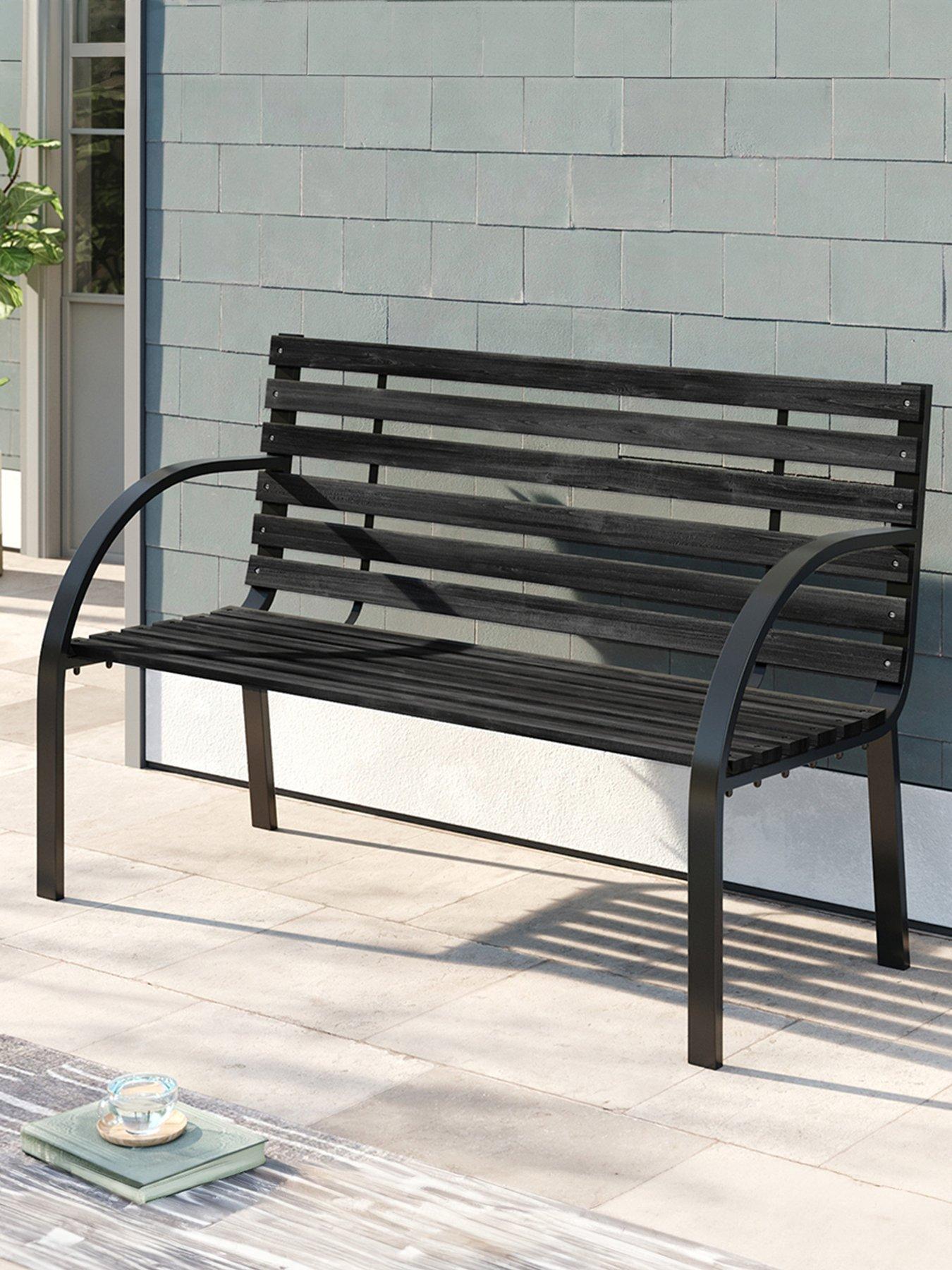 Living and Home 2 Seater Rustproof Garden Bench Black
