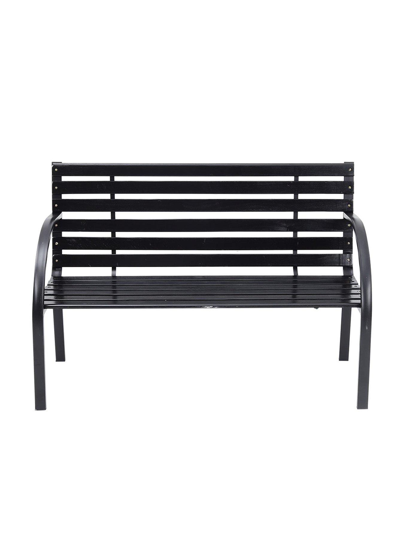 Image 3 of 7 of Living and Home 2 Seater Rustproof Garden Bench Black