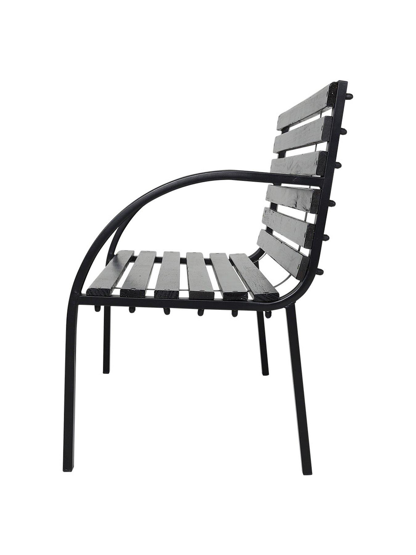 Image 4 of 7 of Living and Home 2 Seater Rustproof Garden Bench Black