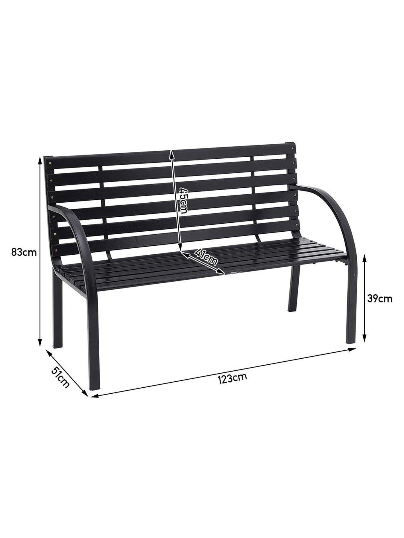 Image 7 of 7 of Living and Home 2 Seater Rustproof Garden Bench Black