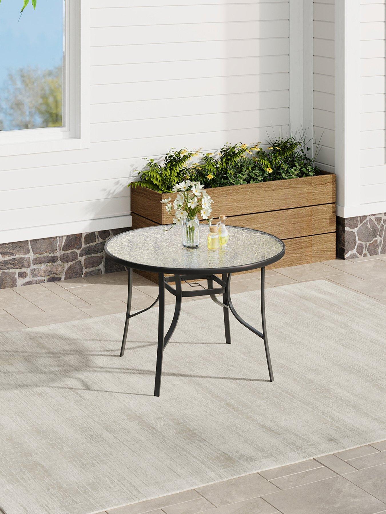 Image 1 of 6 of Living and Home Round Garden Table with Parasol Hole D 105cm