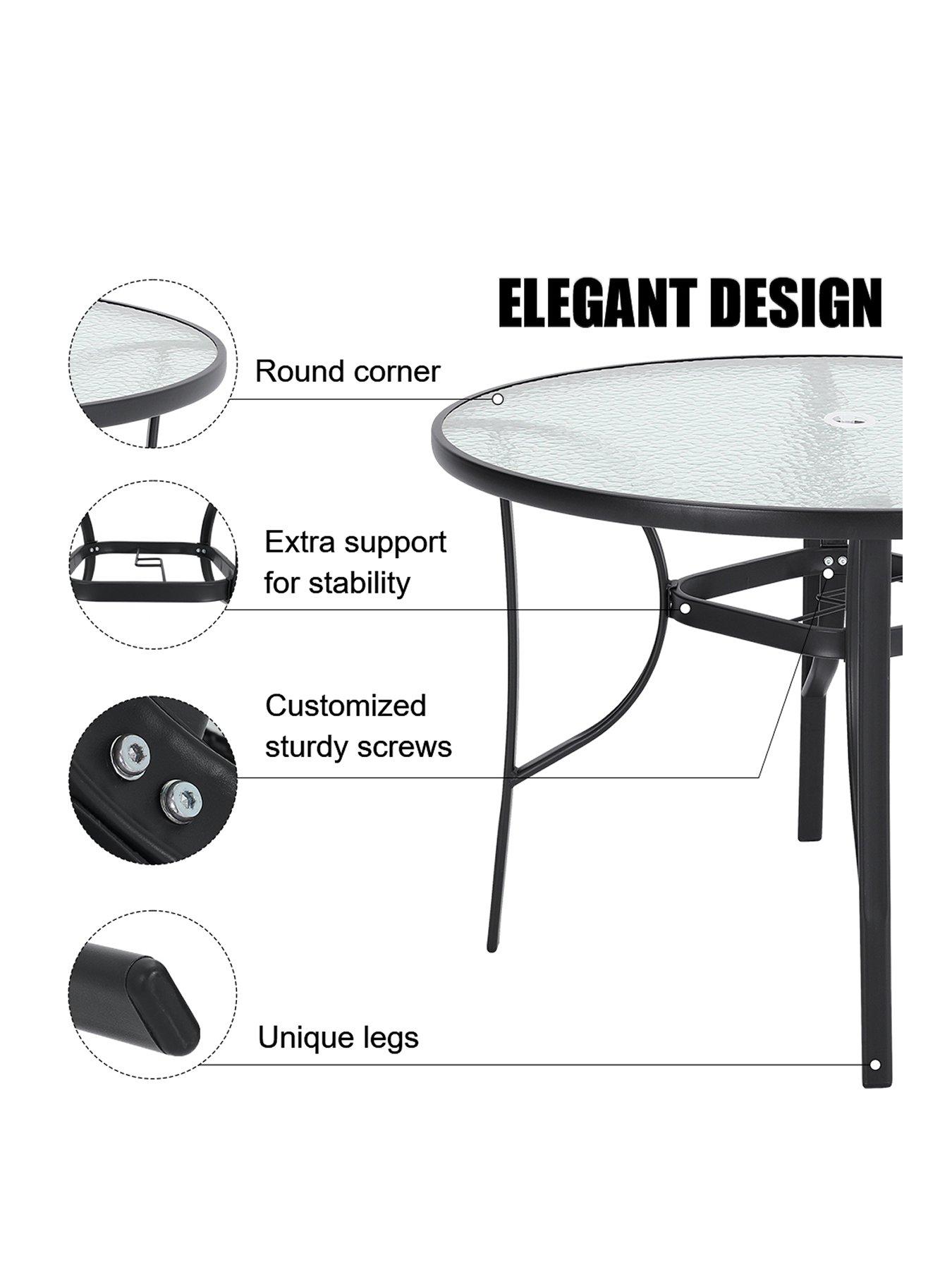 Image 3 of 6 of Living and Home Round Garden Table with Parasol Hole D 105cm
