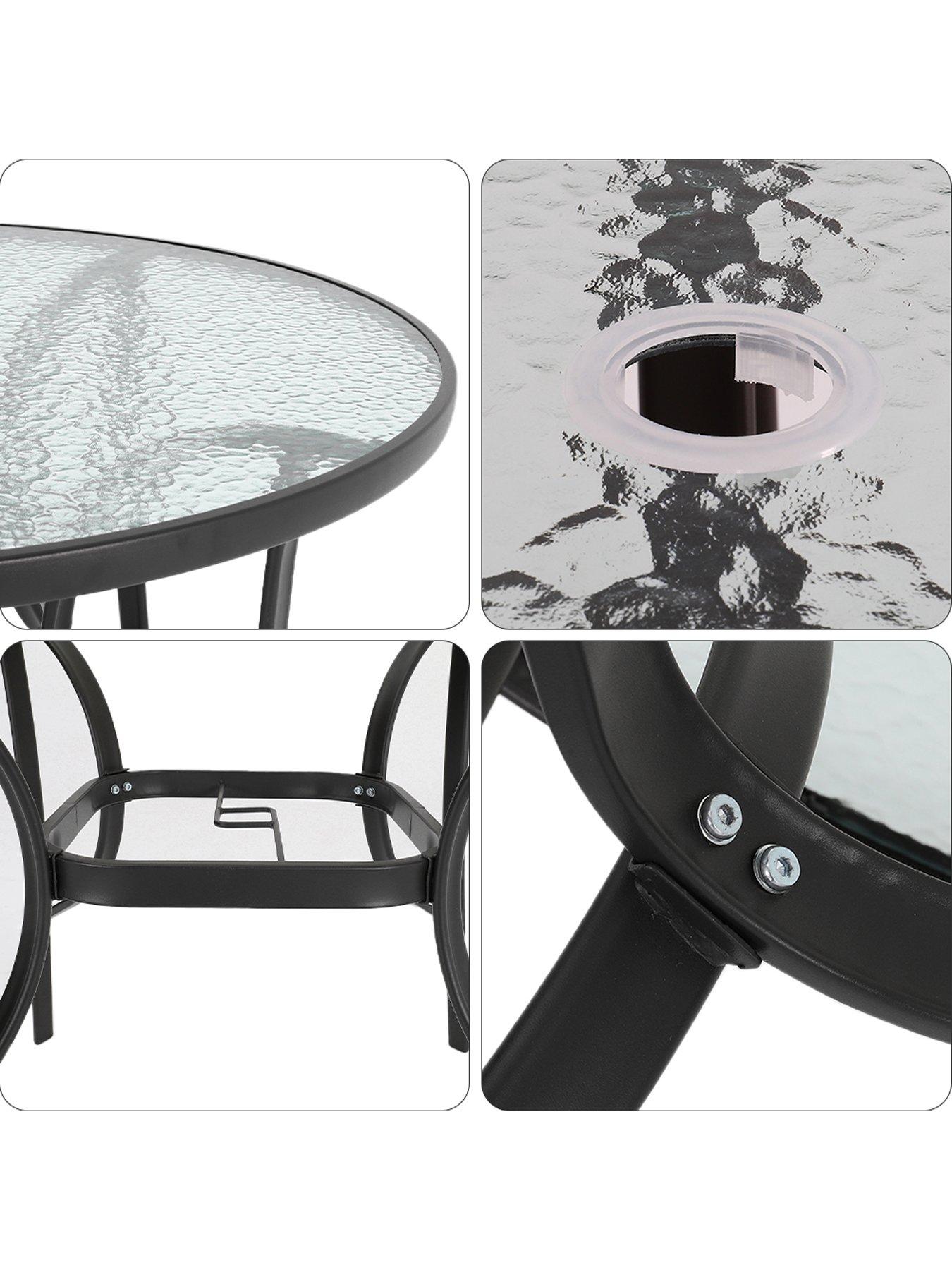 Image 4 of 6 of Living and Home Round Garden Table with Parasol Hole D 105cm