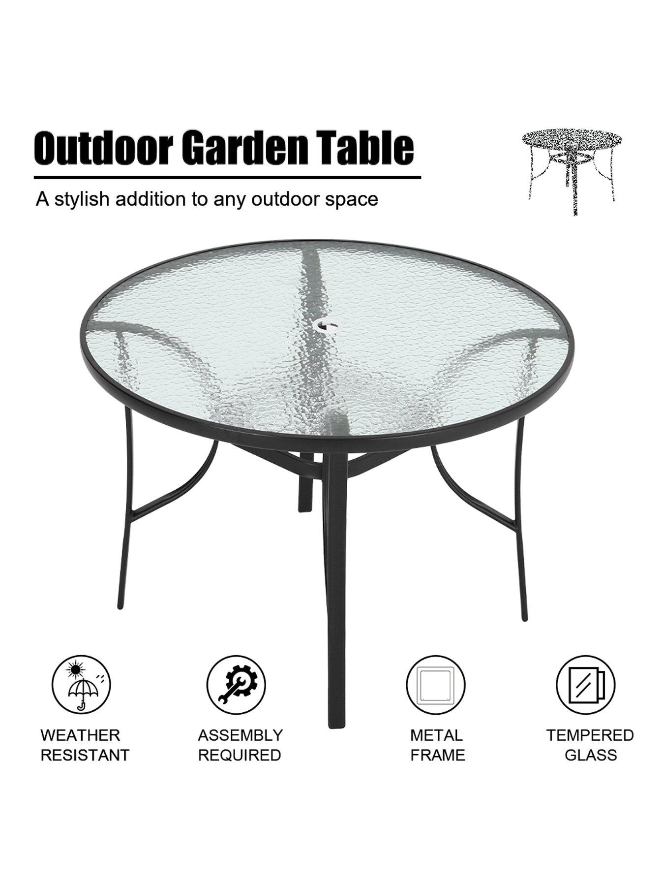 Image 5 of 6 of Living and Home Round Garden Table with Parasol Hole D 105cm