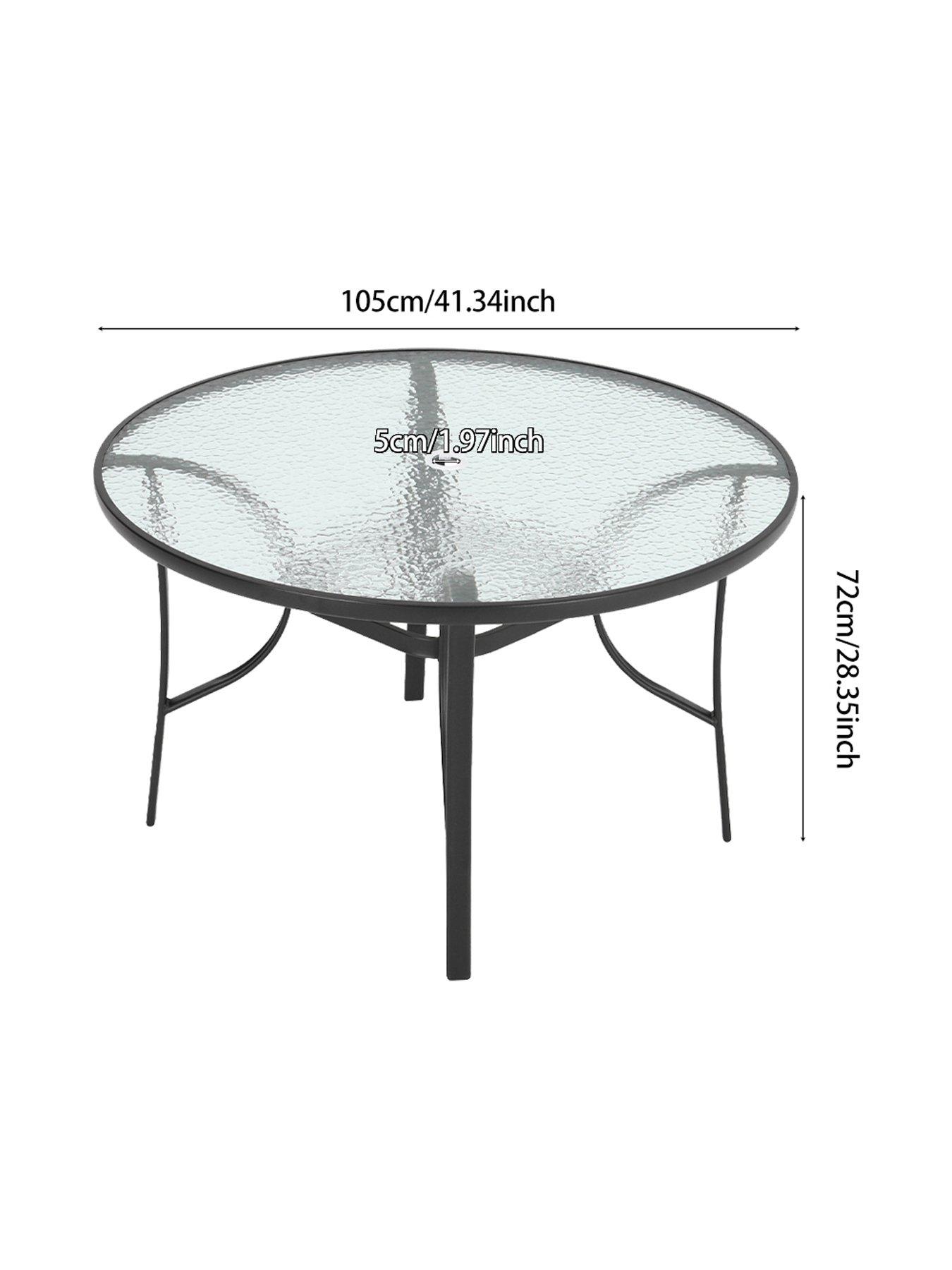 Image 6 of 6 of Living and Home Round Garden Table with Parasol Hole D 105cm