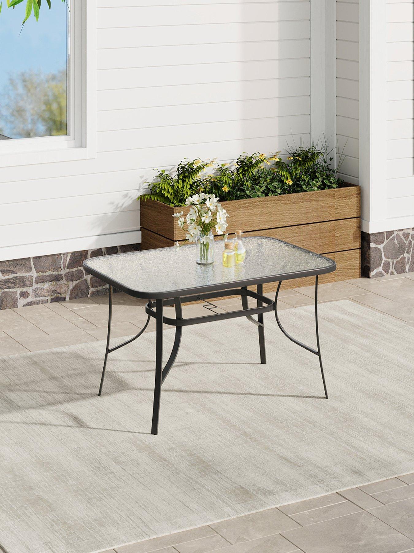 Image 1 of 7 of Living and Home Rectangular Garden Table with Parasol Hole L 120cm