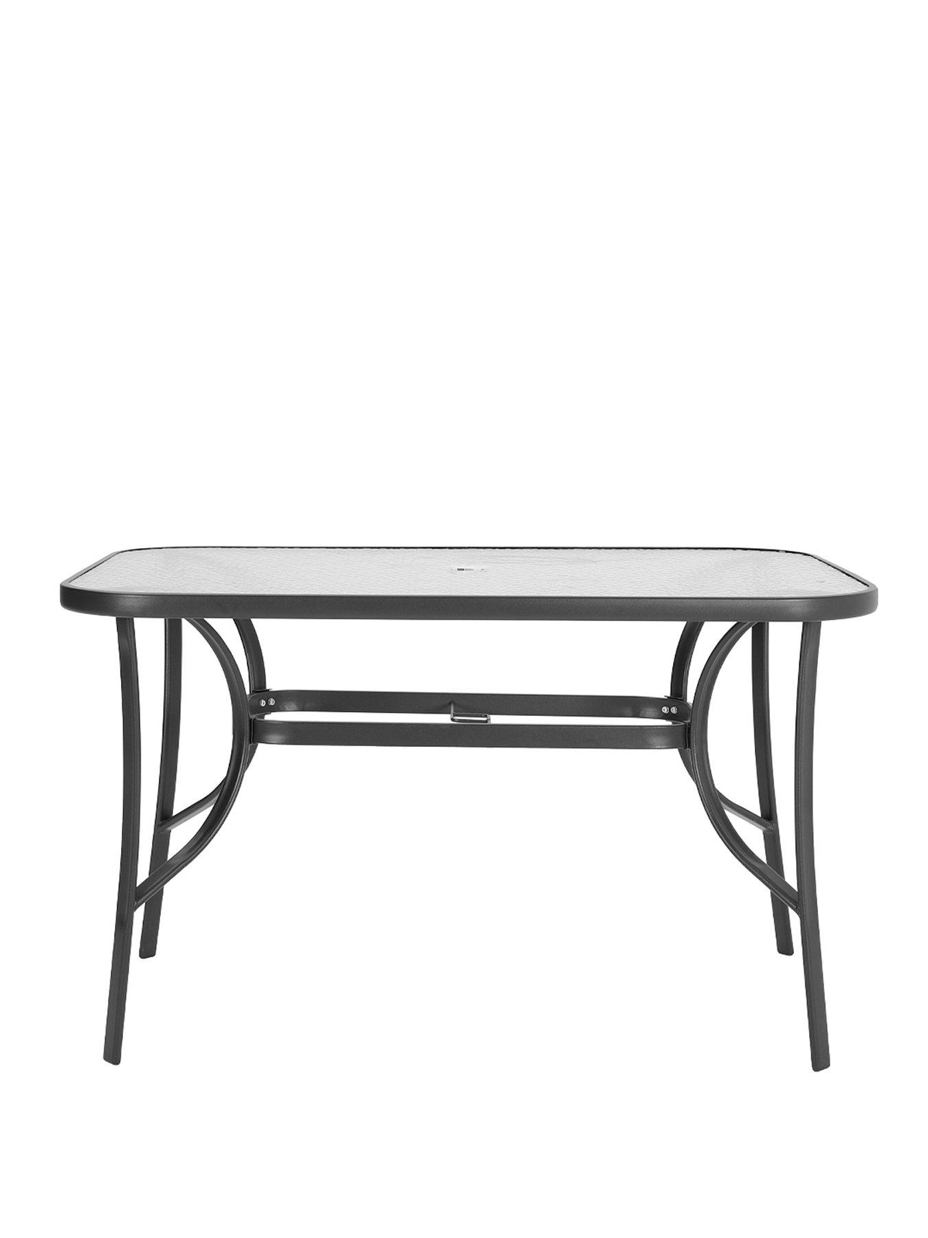 Image 2 of 7 of Living and Home Rectangular Garden Table with Parasol Hole L 120cm