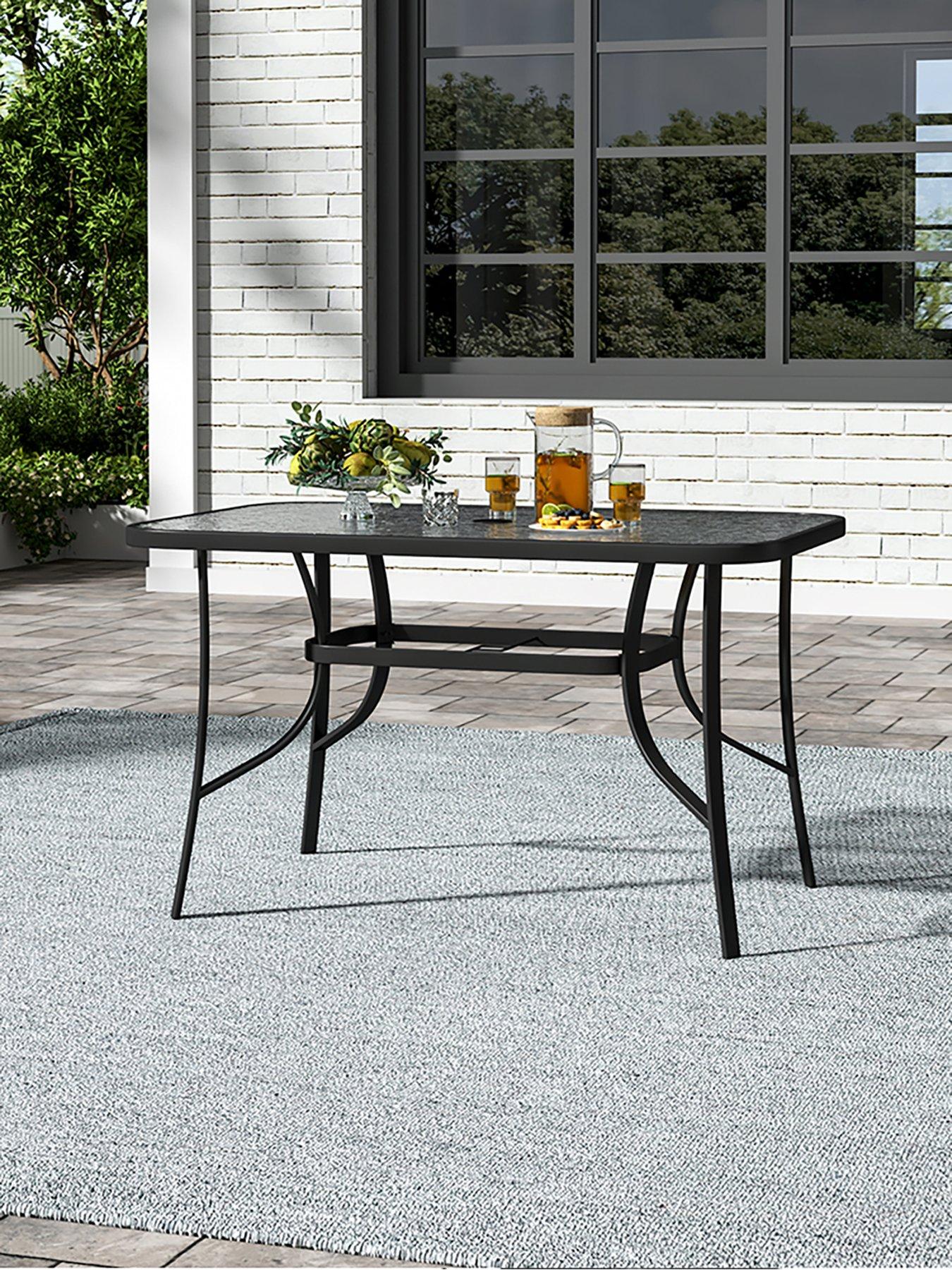 Image 4 of 7 of Living and Home Rectangular Garden Table with Parasol Hole L 120cm