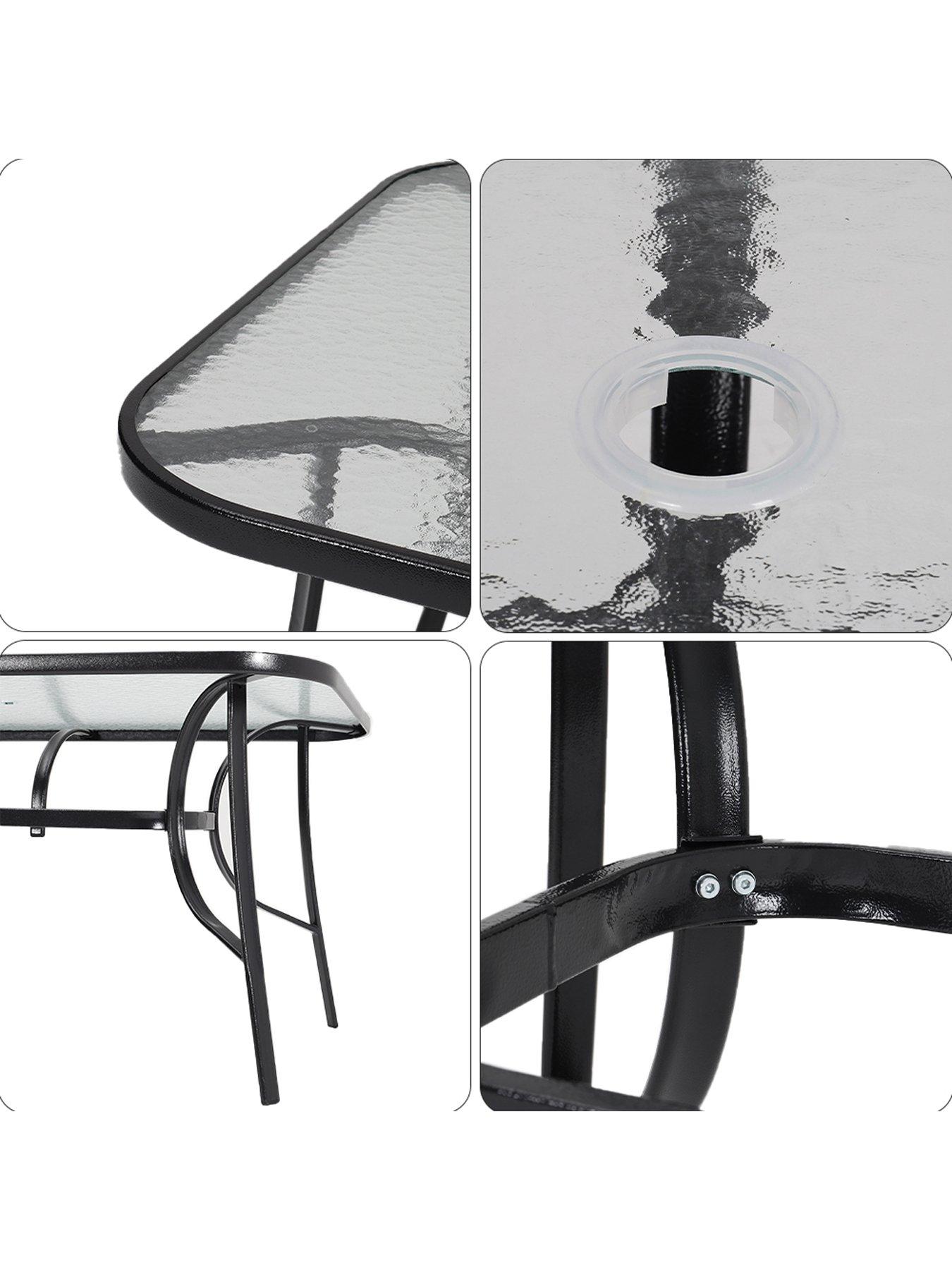Image 5 of 7 of Living and Home Rectangular Garden Table with Parasol Hole L 120cm