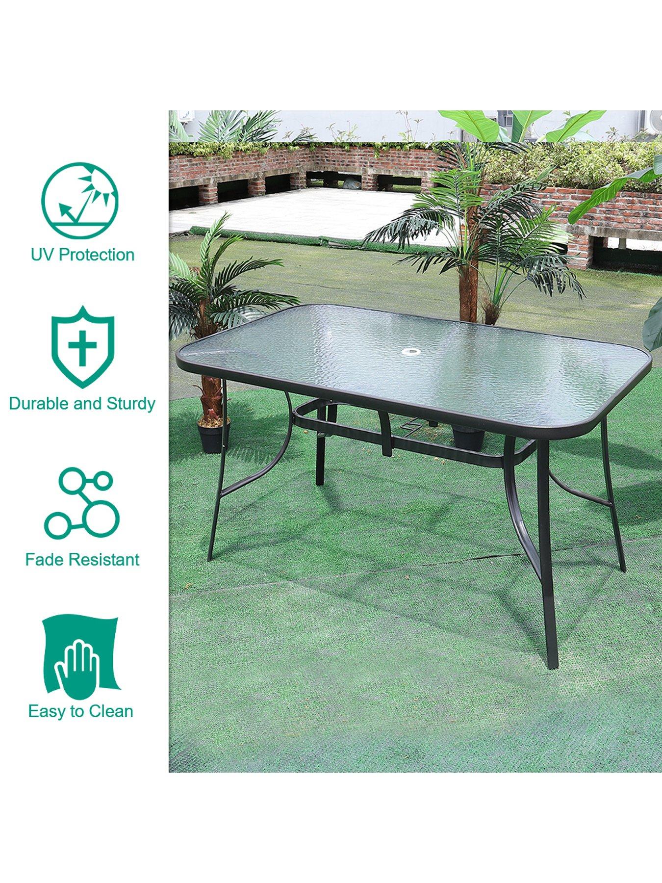 Image 6 of 7 of Living and Home Rectangular Garden Table with Parasol Hole L 120cm