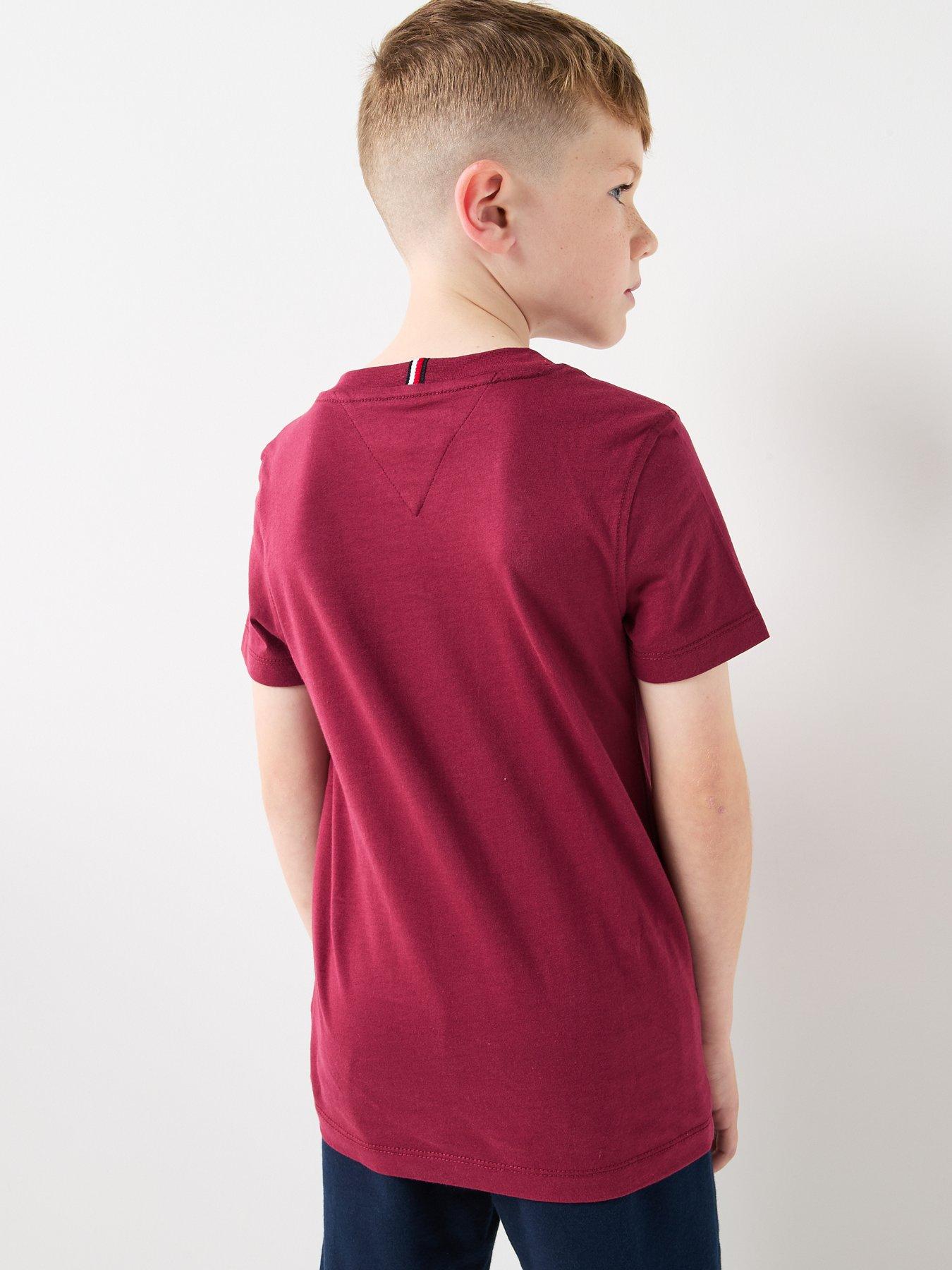 Image 2 of 5 of Tommy Hilfiger Boys Monotype Print Graphic Short Sleeve T-Shirt - Dark Red