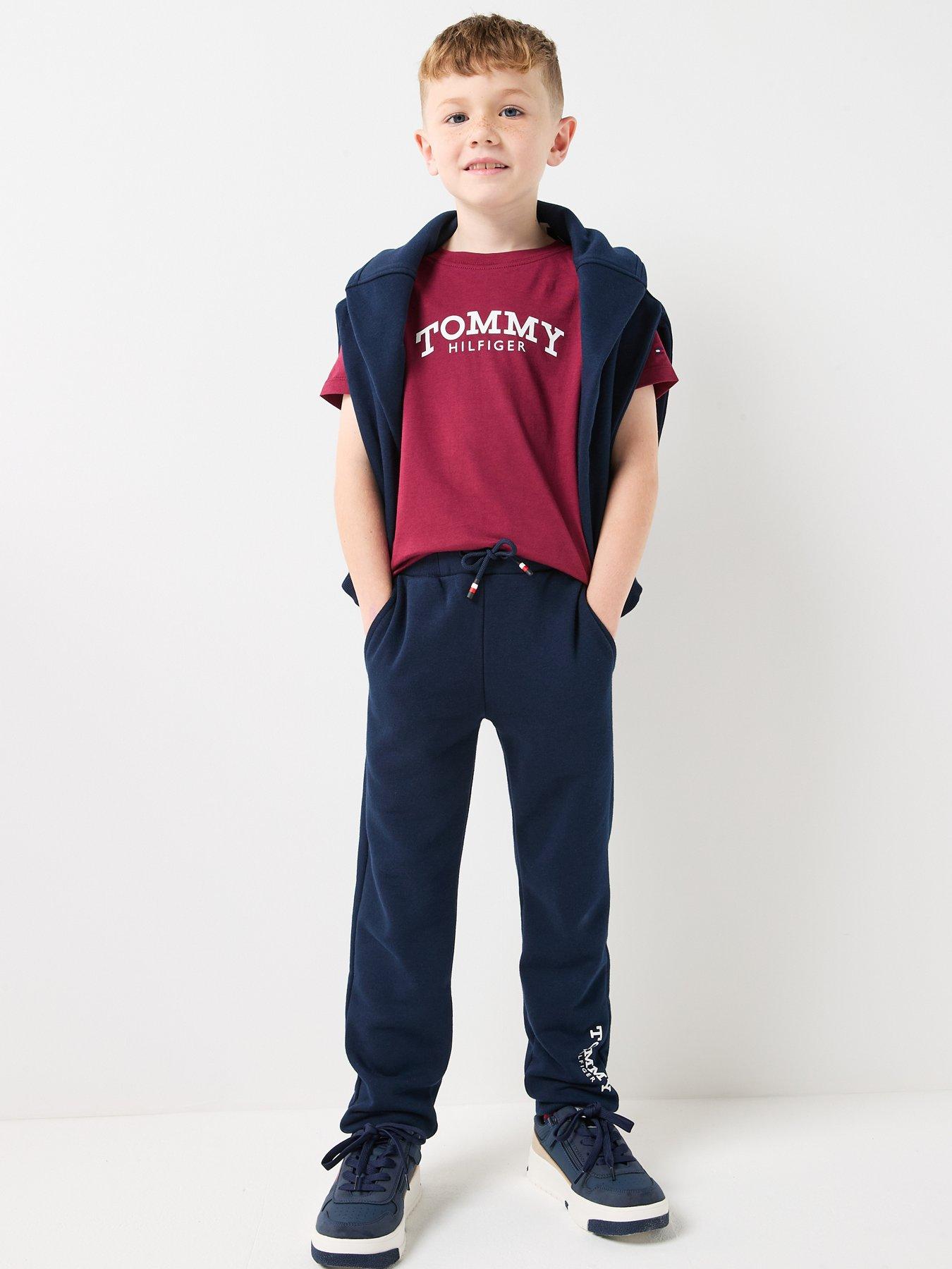 Image 3 of 5 of Tommy Hilfiger Boys Monotype Print Graphic Short Sleeve T-Shirt - Dark Red