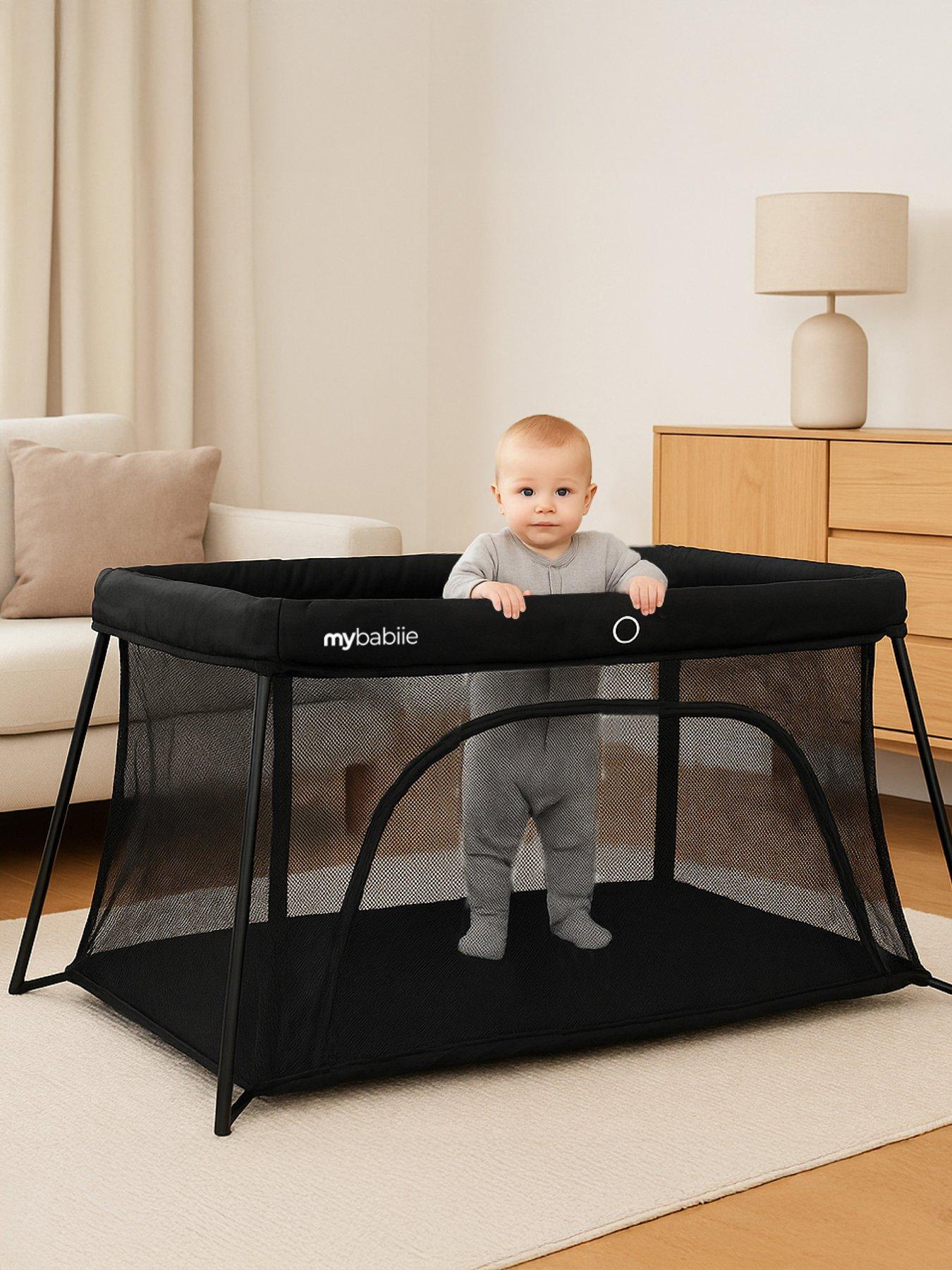 Image 1 of 8 of My Babiie My Babiie MBTC2 Air-Light 2-in-1 Travel Cot - Black