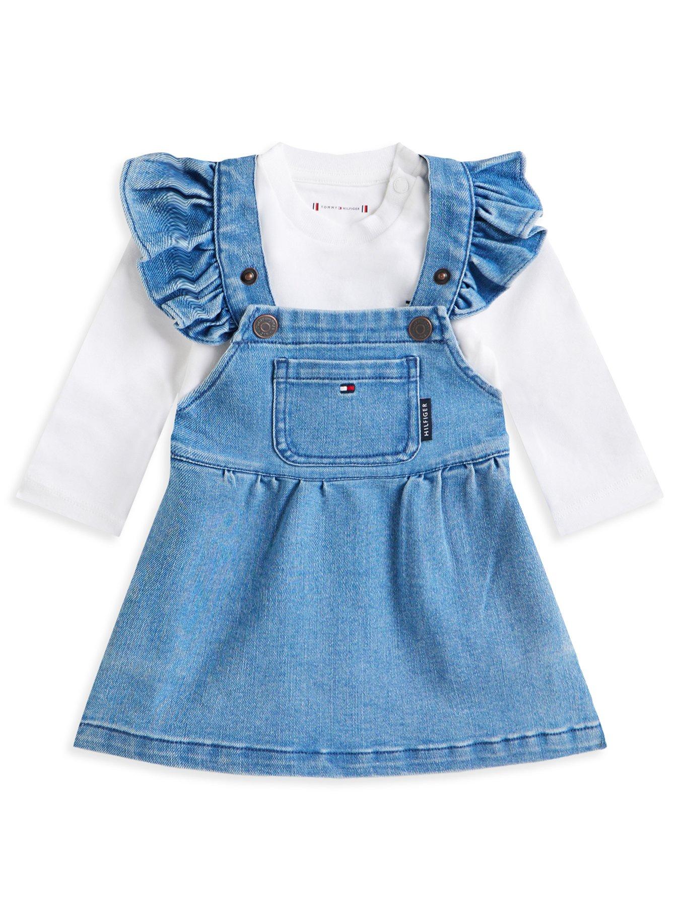 Tommy Hilfiger Baby Girls Denim Dungaree Dress and Top Set - Blue