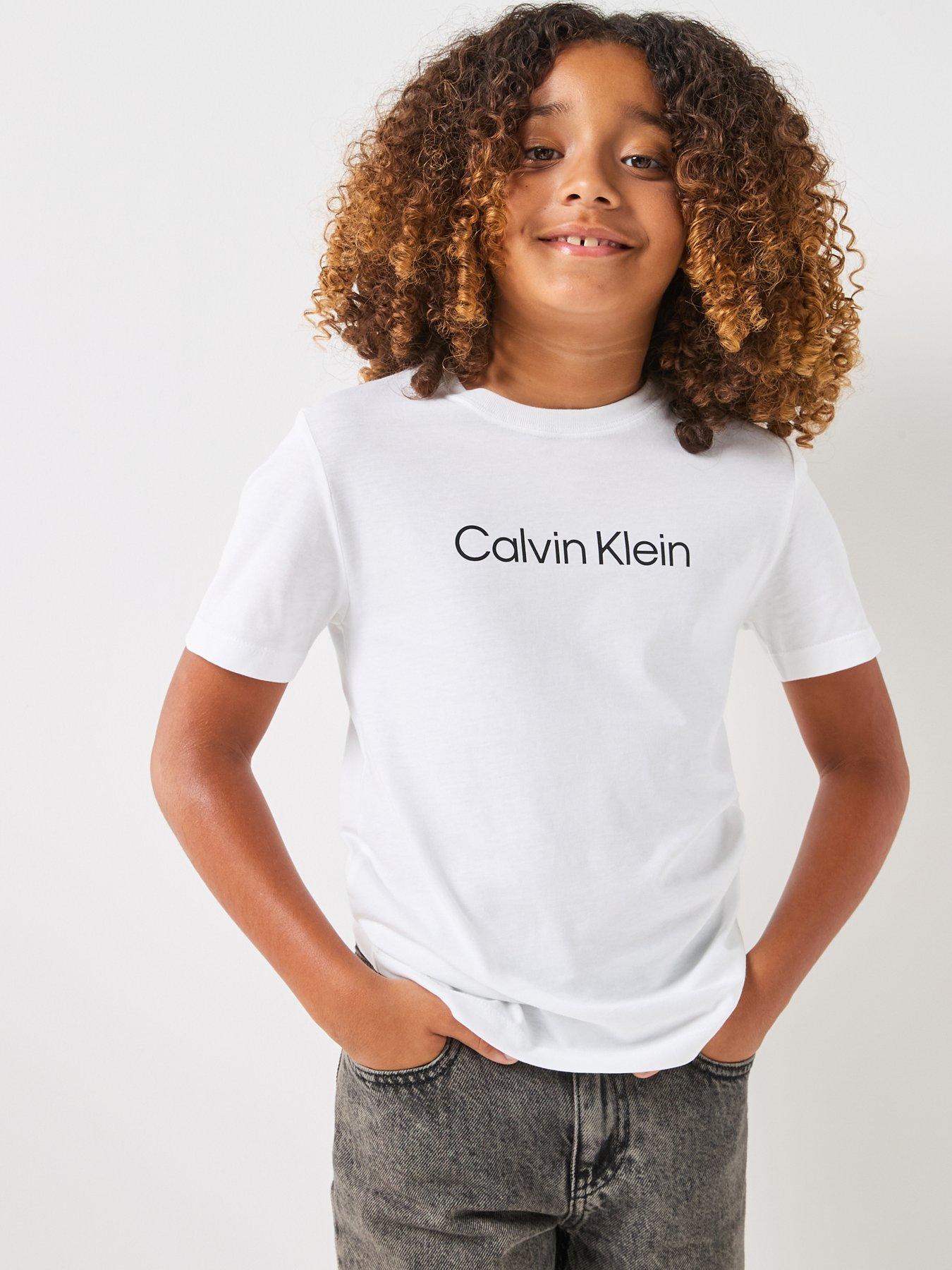 Calvin Klein Jeans Kids Inst Logo Short Sleeve T-Shirt - White