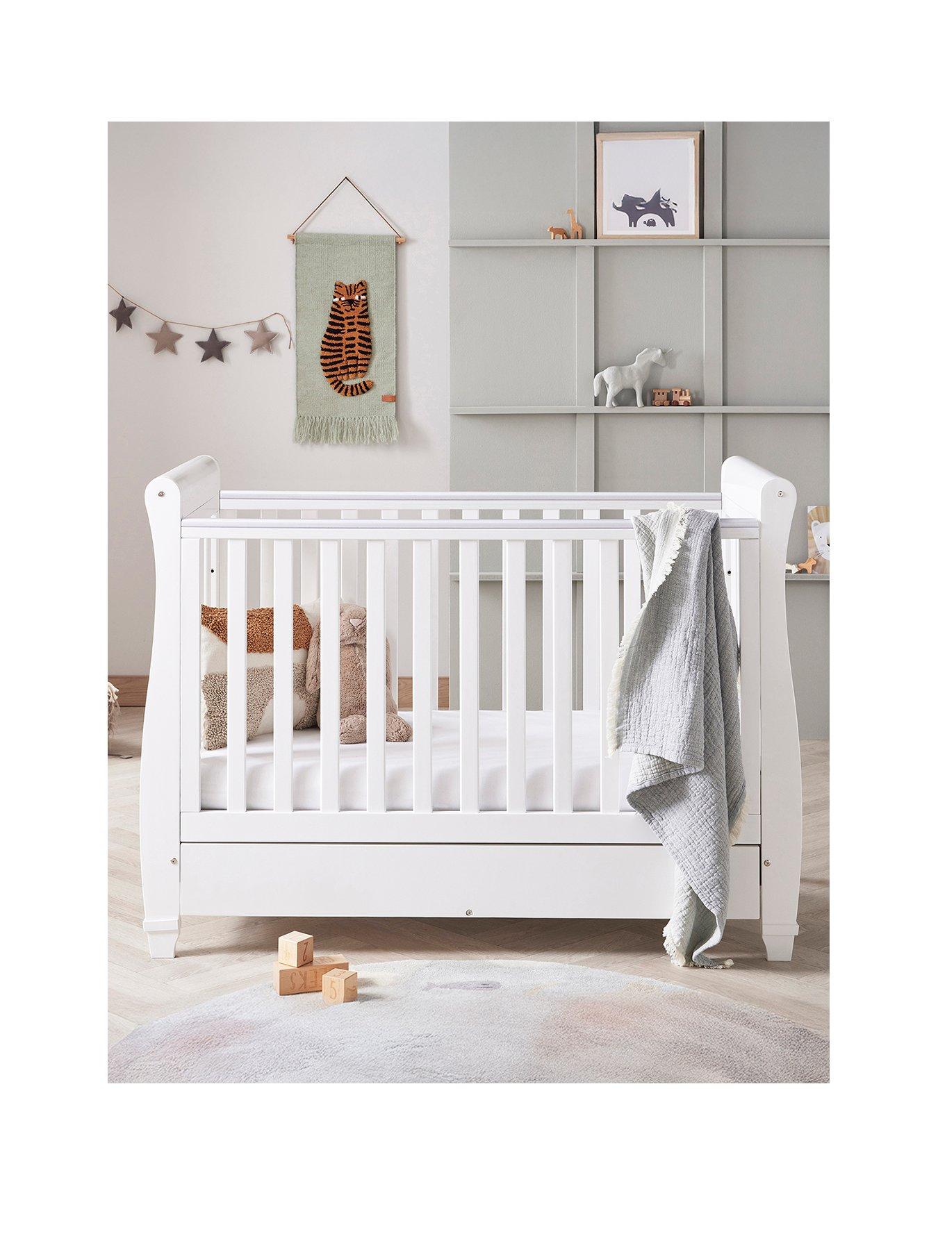 Image 2 of 7 of Babymore Eva Cot Bed White with Fibre Mattress