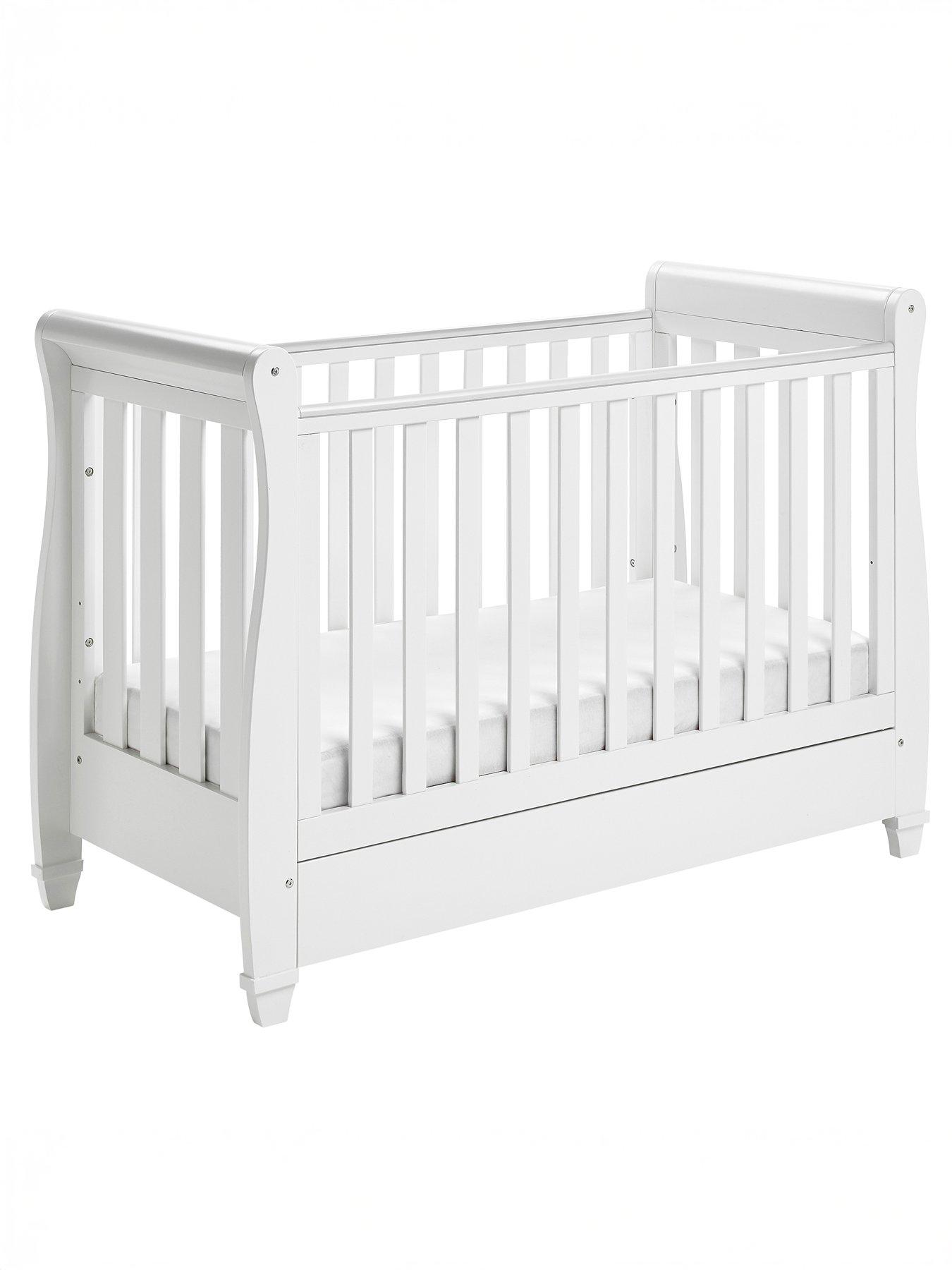 Image 4 of 7 of Babymore Eva Cot Bed White with Fibre Mattress