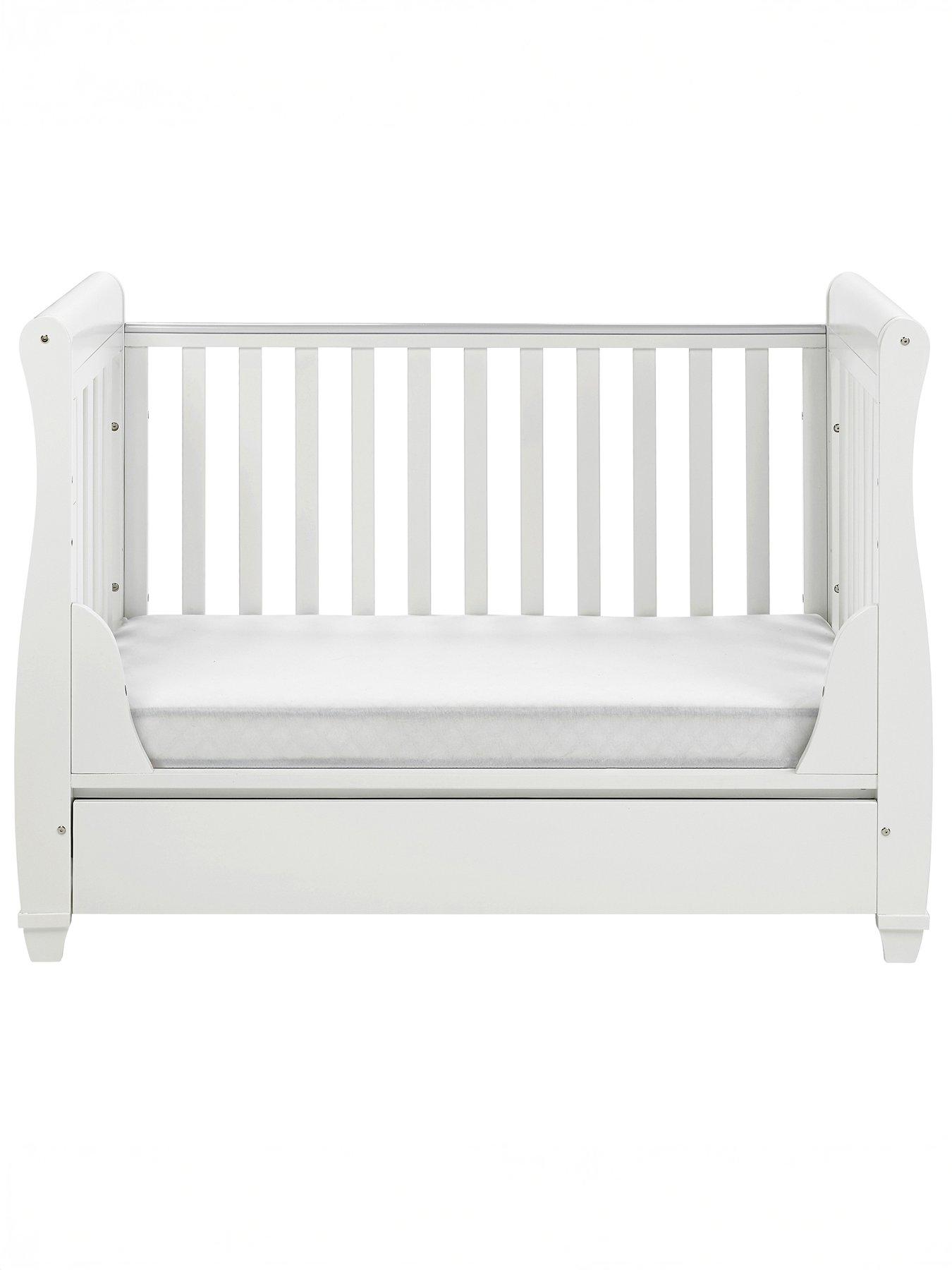 Image 6 of 7 of Babymore Eva Cot Bed White with Fibre Mattress