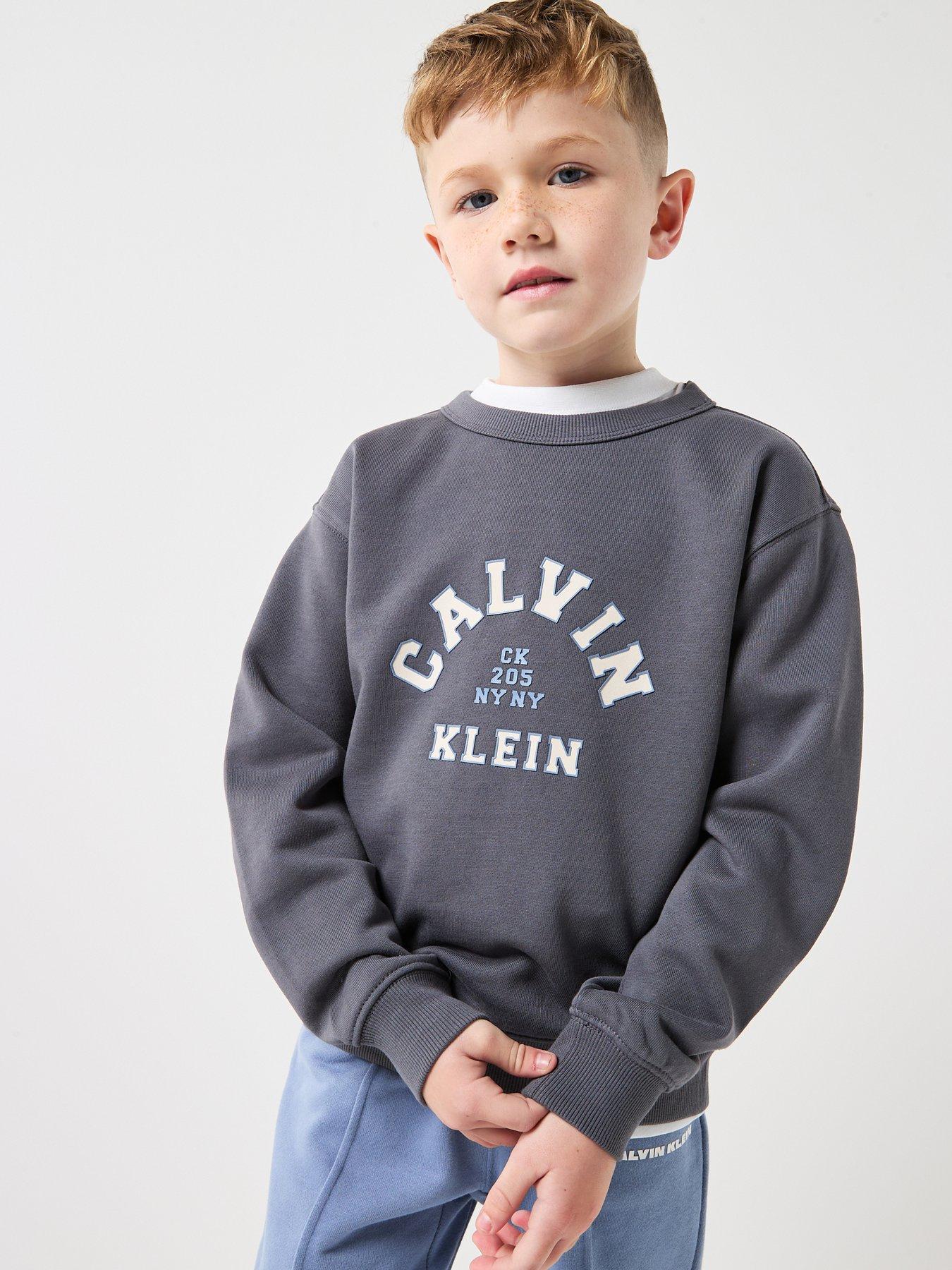 Calvin Klein Jeans Boys Varsity Crew Neck Sweatshirt - Dark Grey