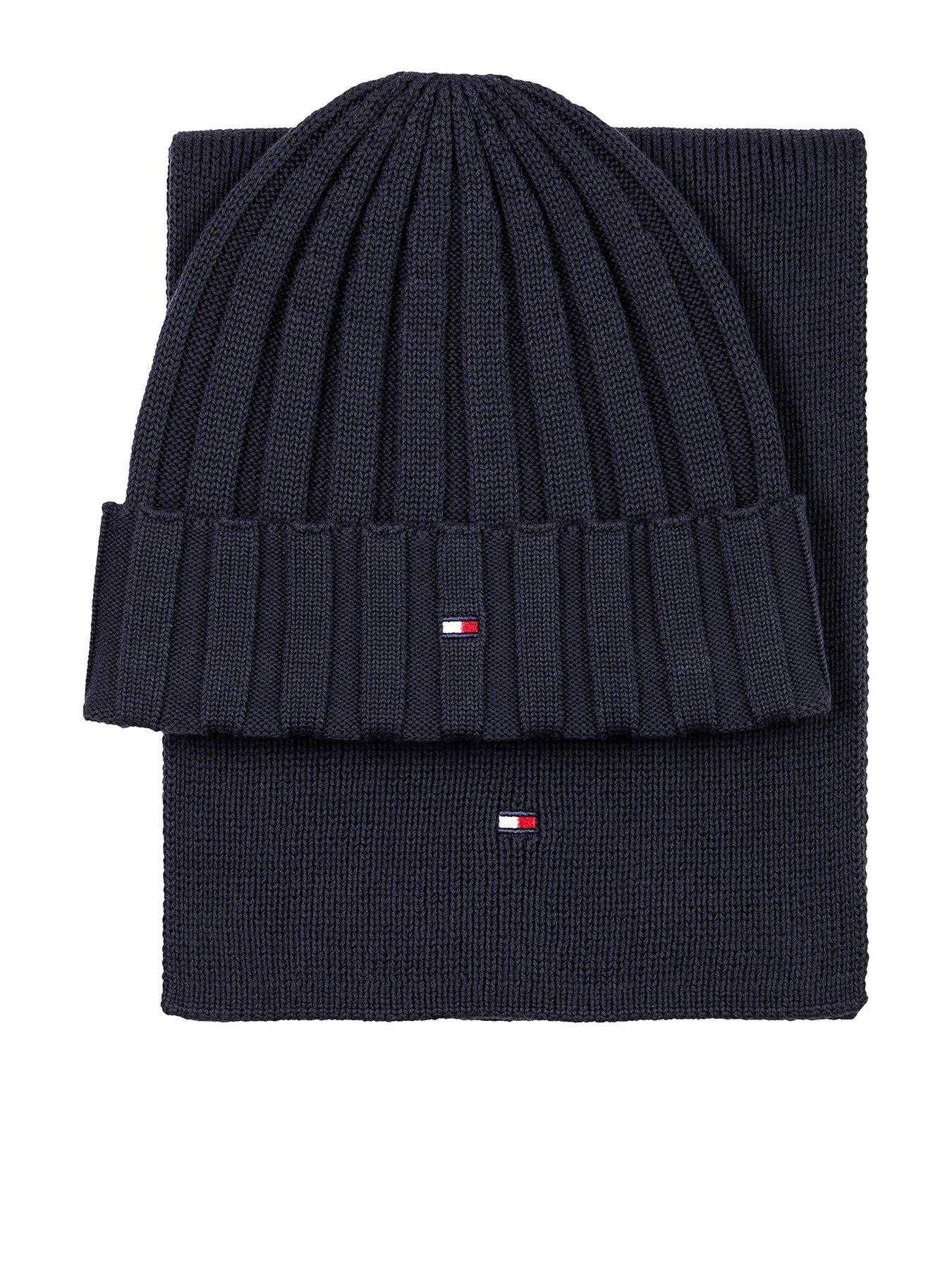 tommy-hilfiger-kids-small-flag-beanie-and-scarf-gift-set-navyfront