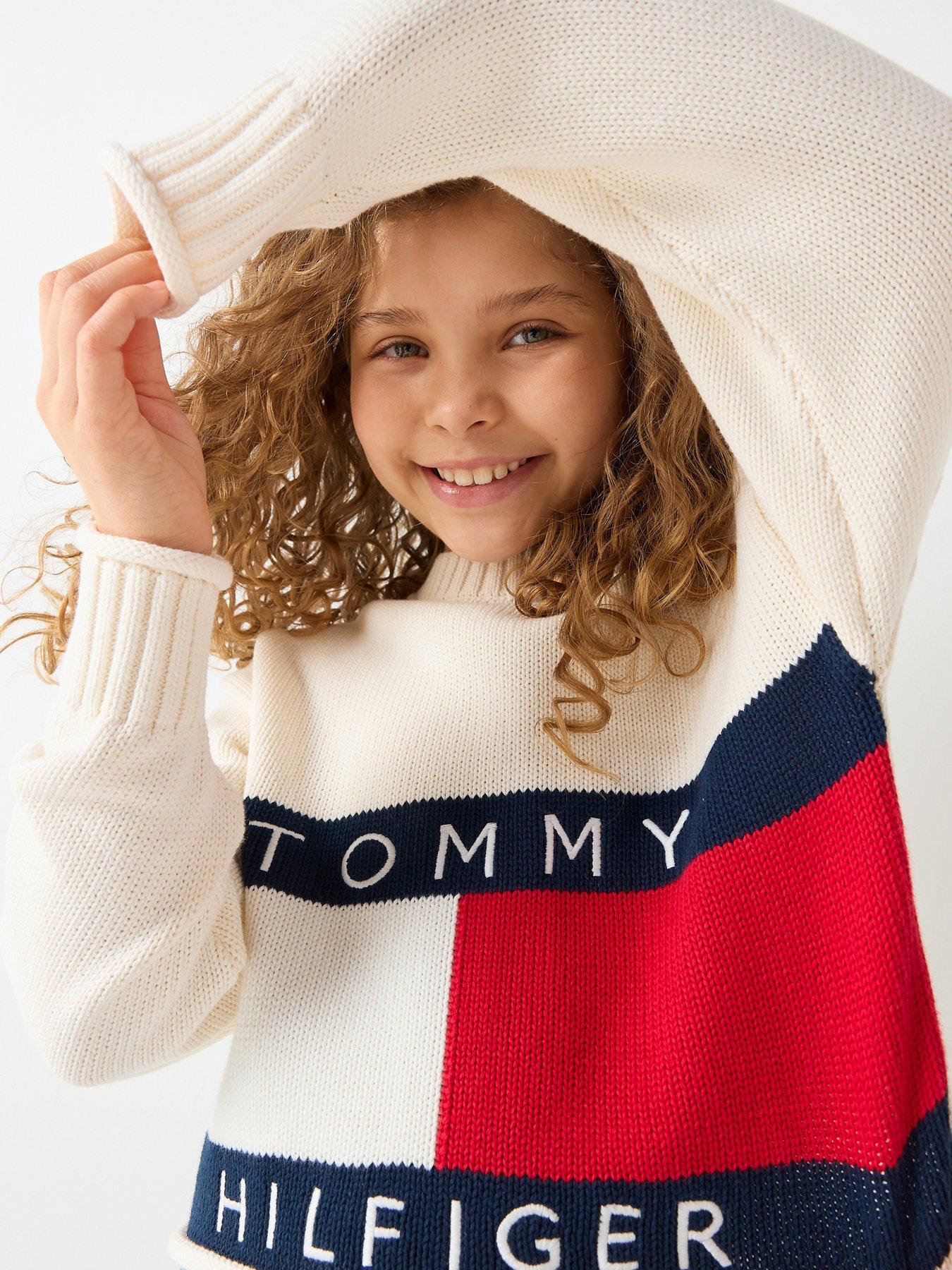 Image 1 of 6 of Tommy Hilfiger Girls Heritage Knitted Sweater - Cream