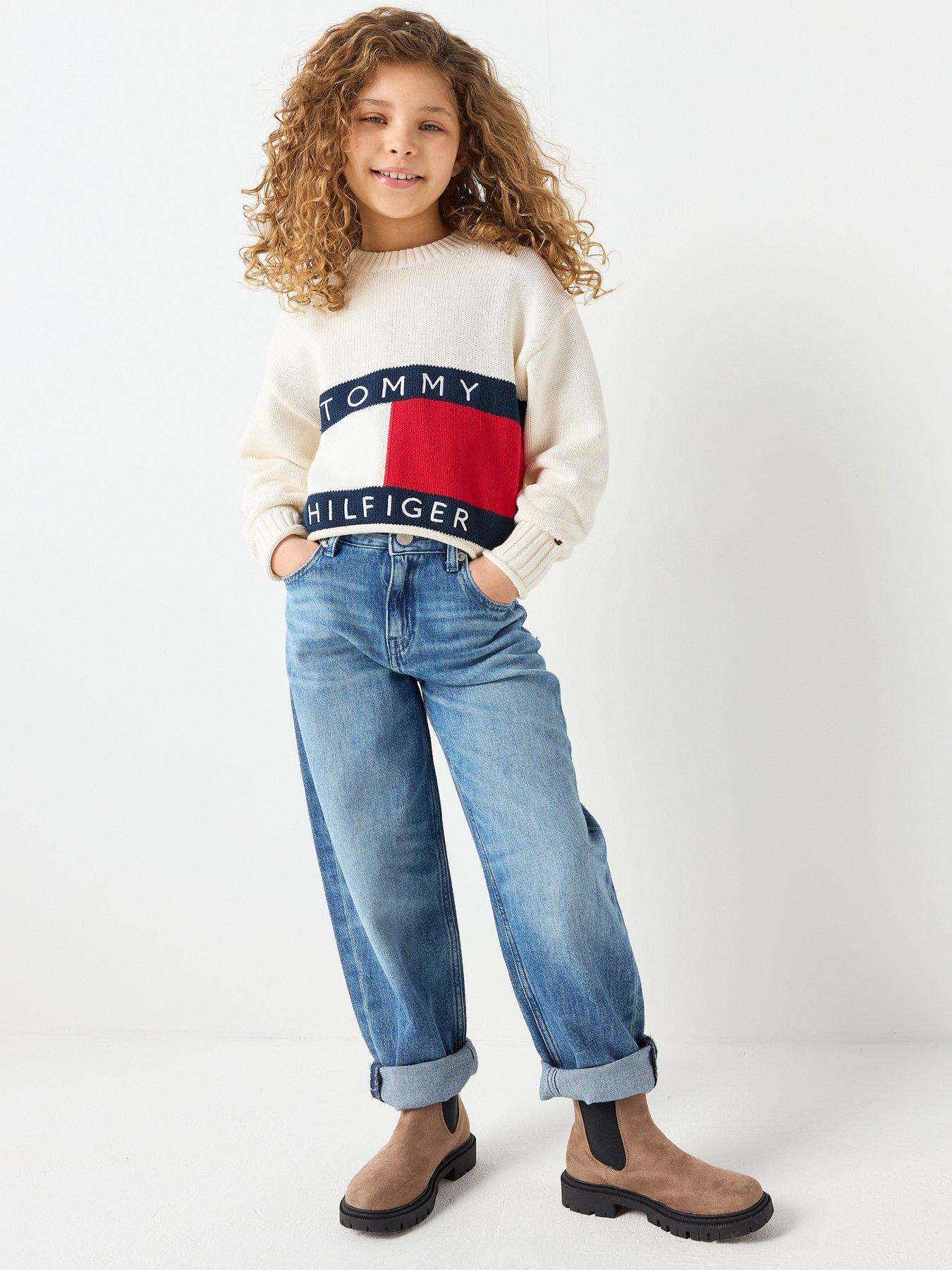 Image 3 of 6 of Tommy Hilfiger Girls Heritage Knitted Sweater - Cream
