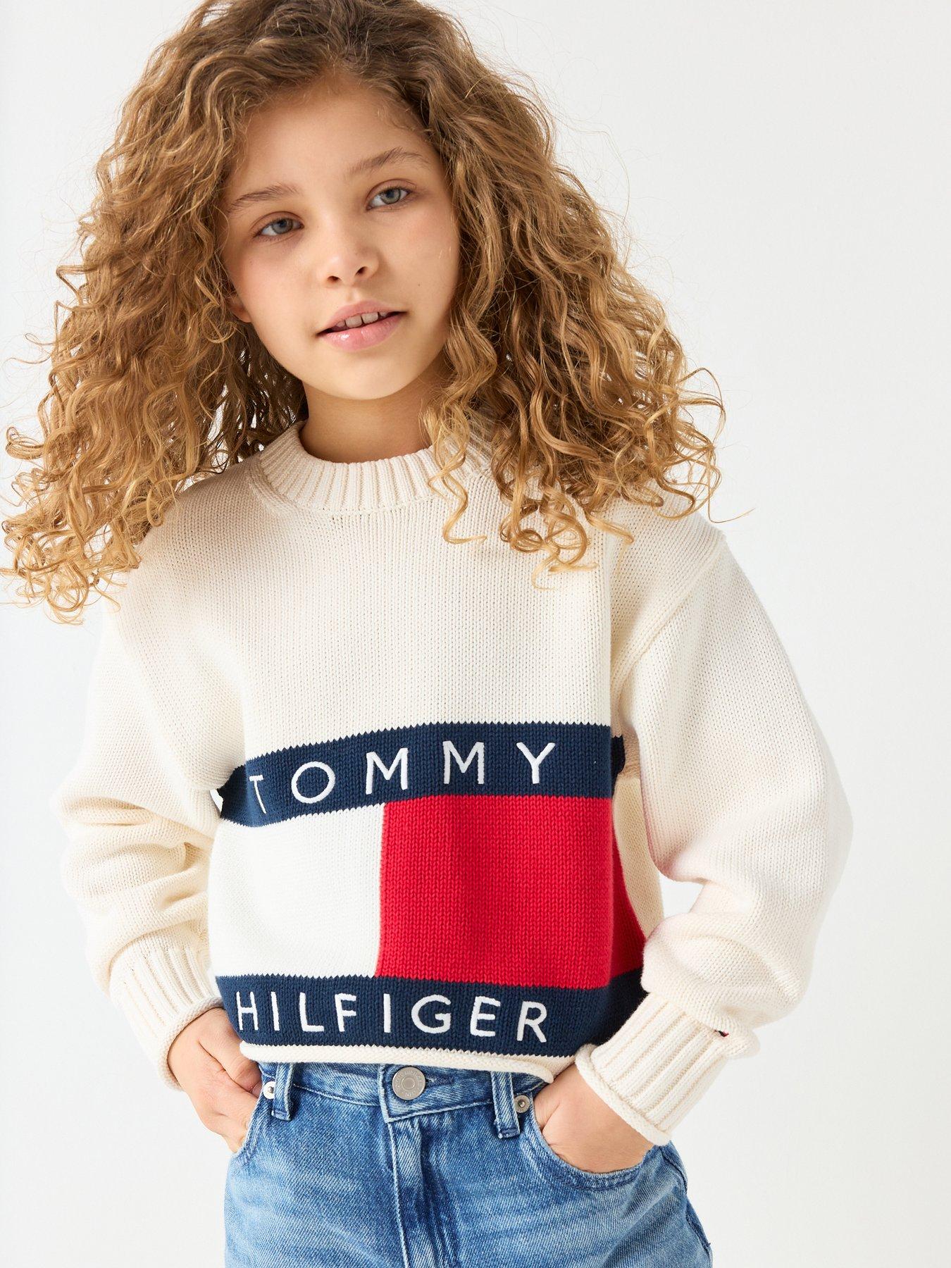 Image 4 of 6 of Tommy Hilfiger Girls Heritage Knitted Sweater - Cream