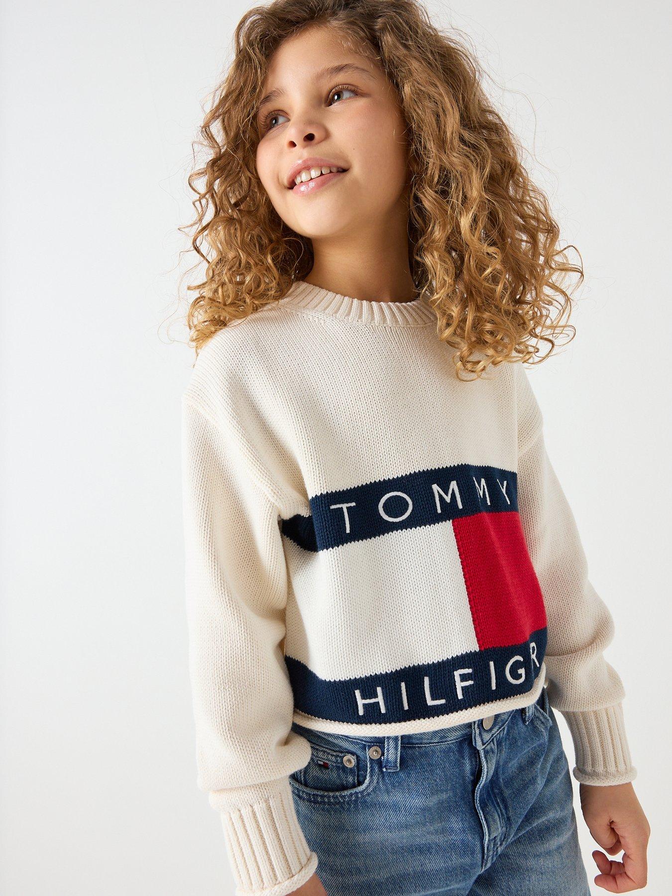 Image 6 of 6 of Tommy Hilfiger Girls Heritage Knitted Sweater - Cream