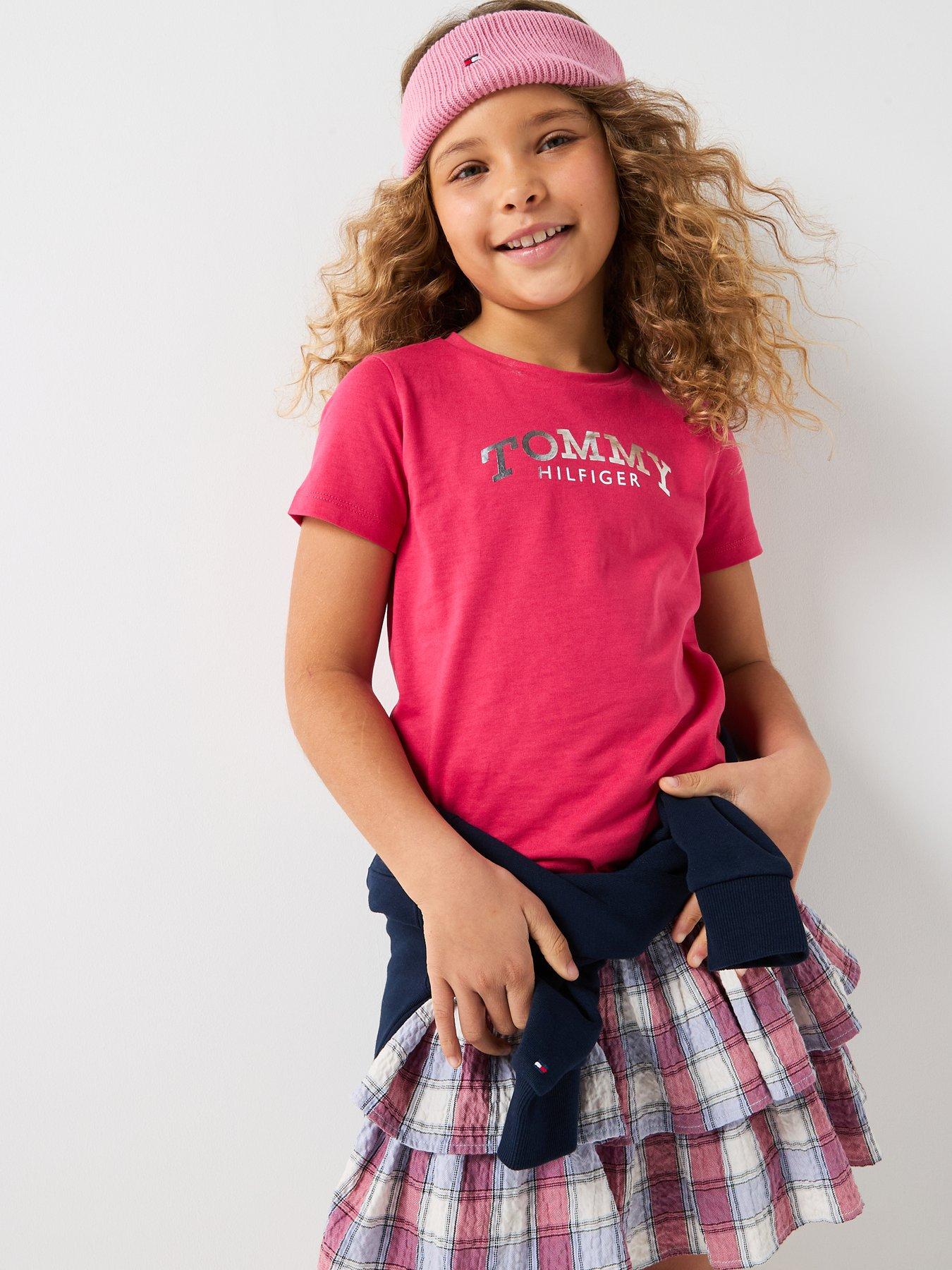 Tommy Hilfiger Girls Foil Short Sleeve T-Shirt - Pink