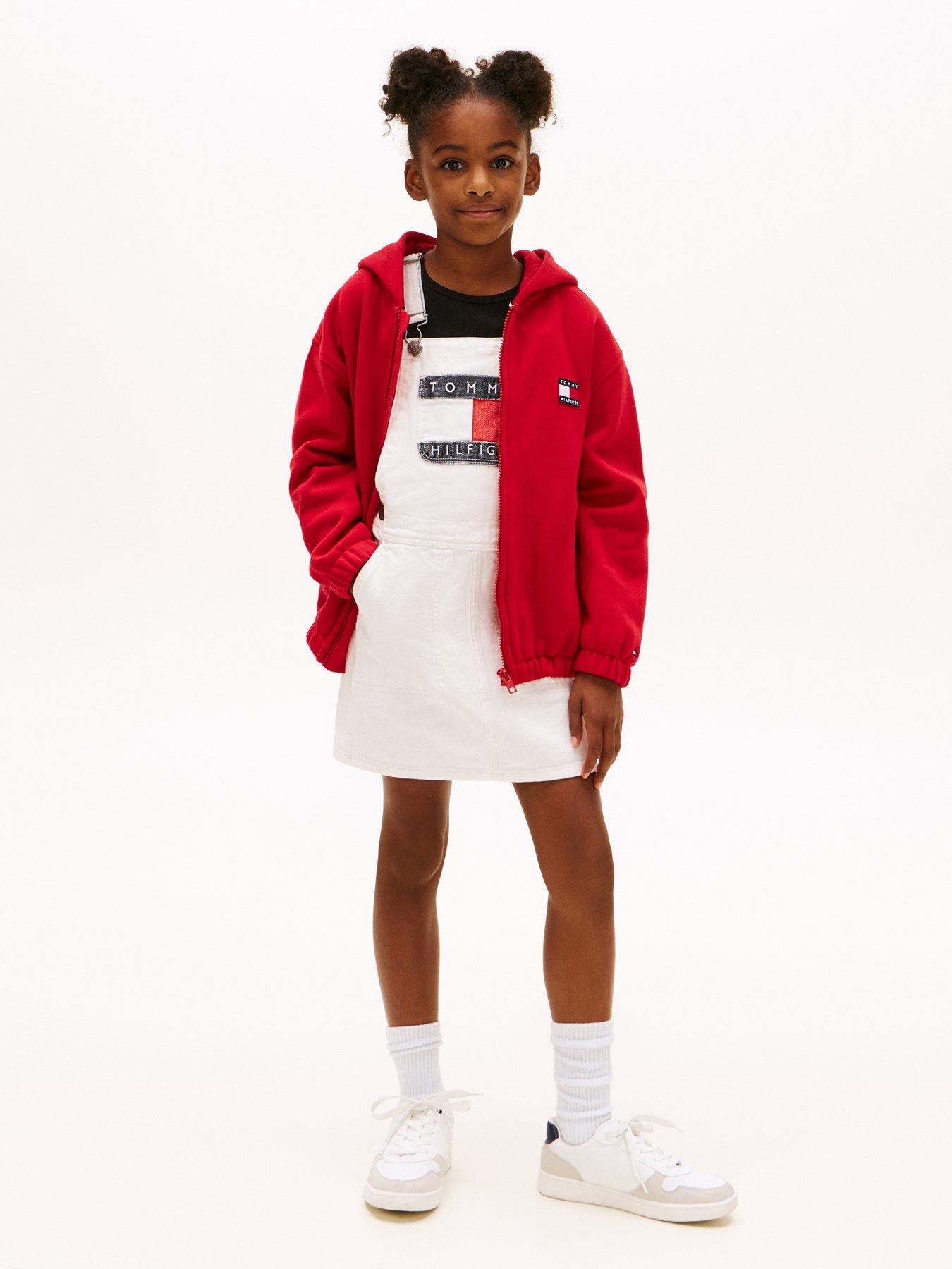 Tommy Hilfiger Girls Heritage Dungaree Dress - Cream