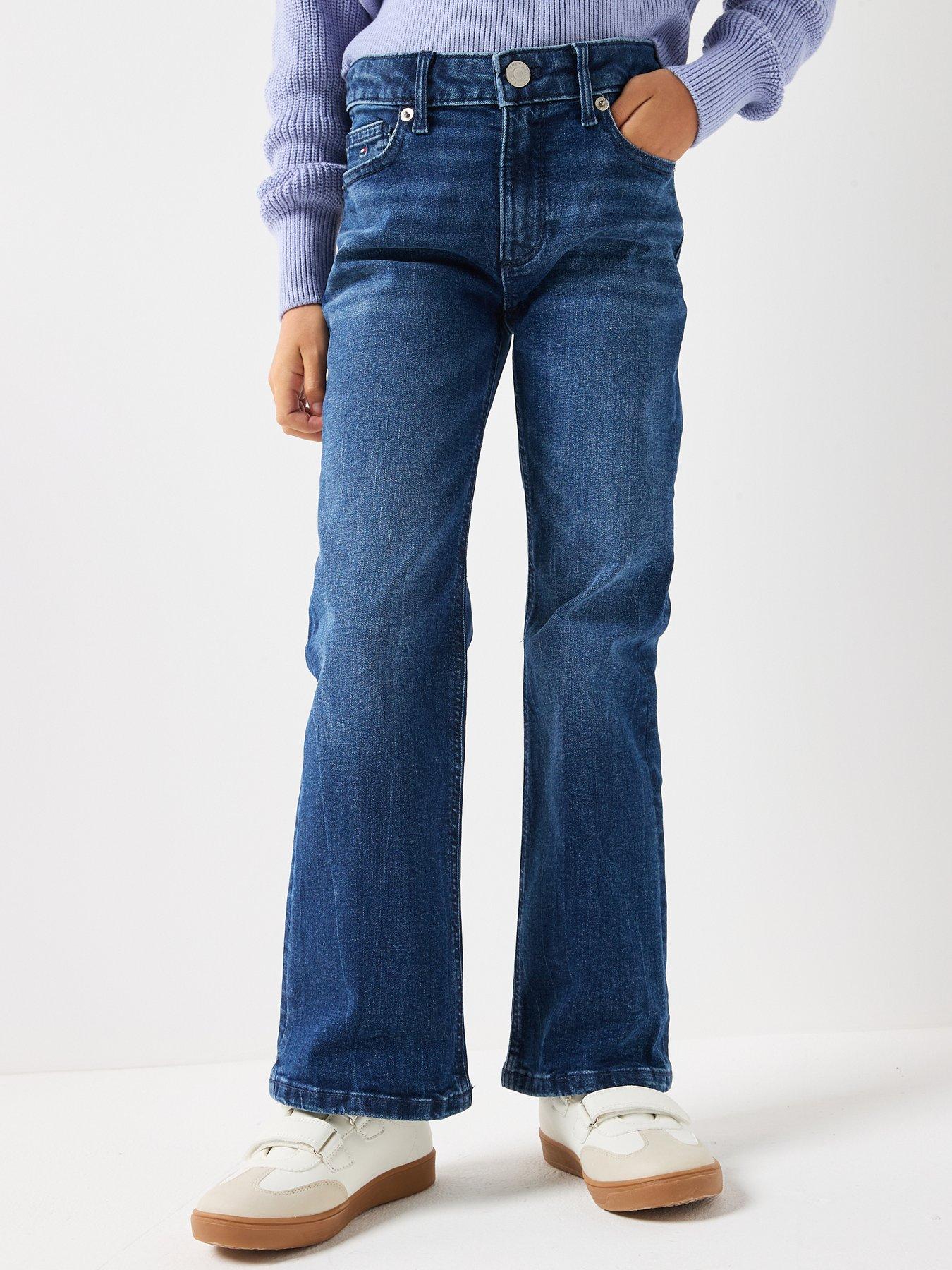 Image 1 of 6 of Tommy Hilfiger Girls Flare Dark Jeans - Dark Blue