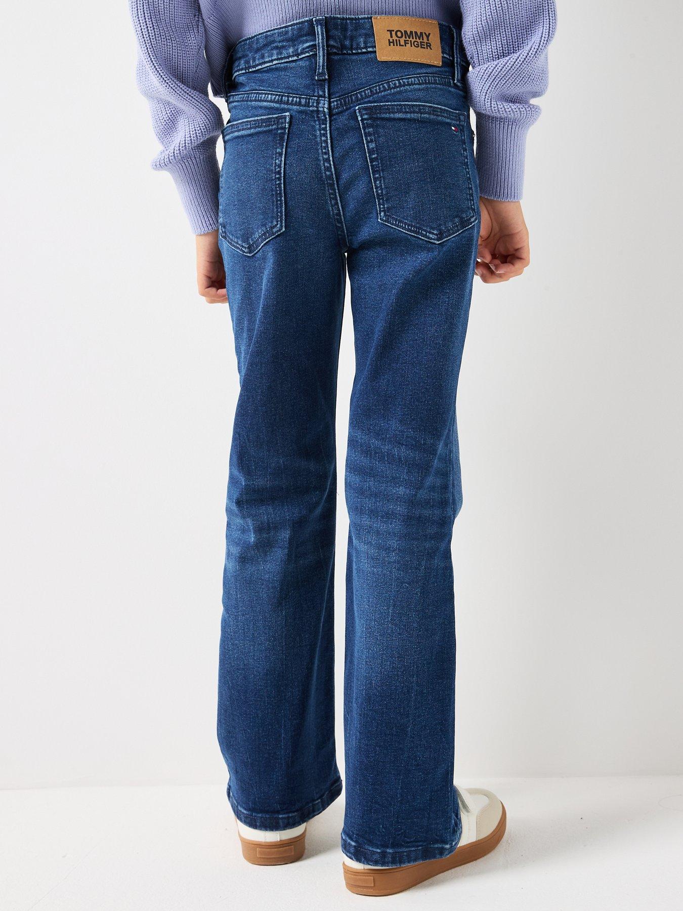 Image 2 of 6 of Tommy Hilfiger Girls Flare Dark Jeans - Dark Blue