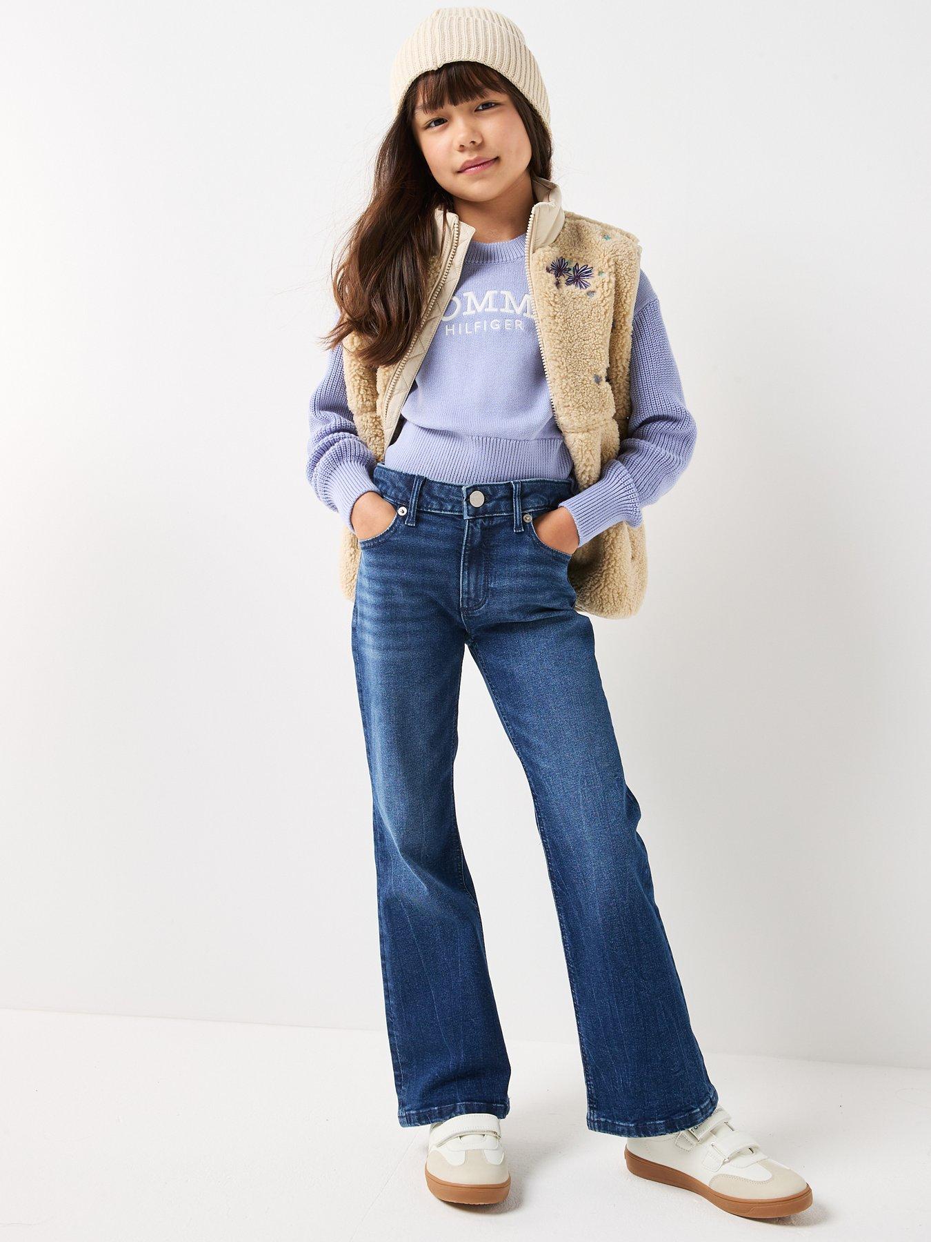 Image 5 of 6 of Tommy Hilfiger Girls Flare Dark Jeans - Dark Blue