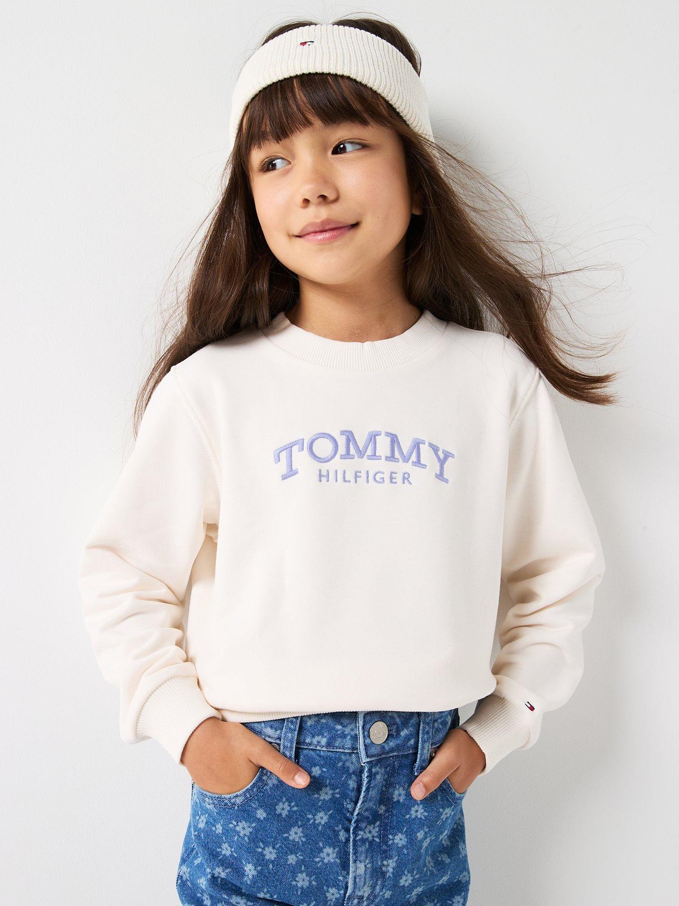 Tommy Hilfiger Girls High Rib Hem Crew Neck - Cream