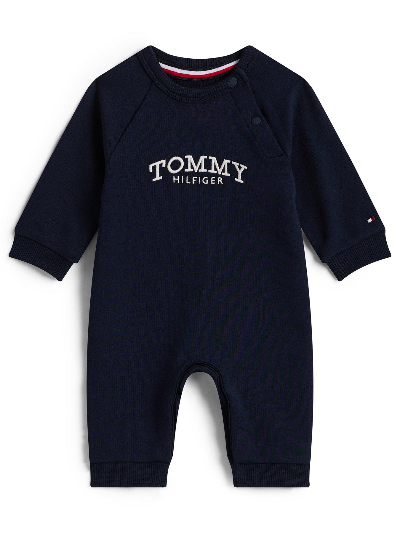 Tommy Hilfiger Baby Boys Monotype Long Sleeve Romper - Navy