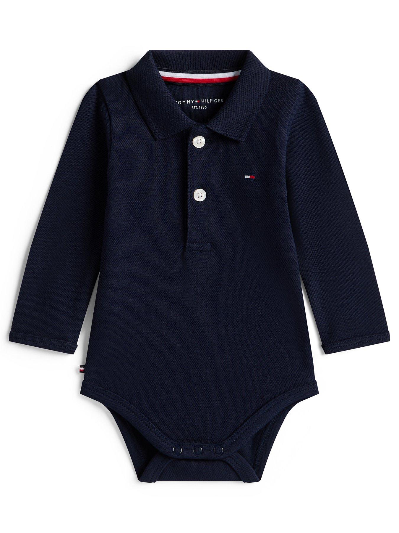 Tommy Hilfiger Baby Boys Long Sleeve Polo Bodysuit Gift Set - Navy
