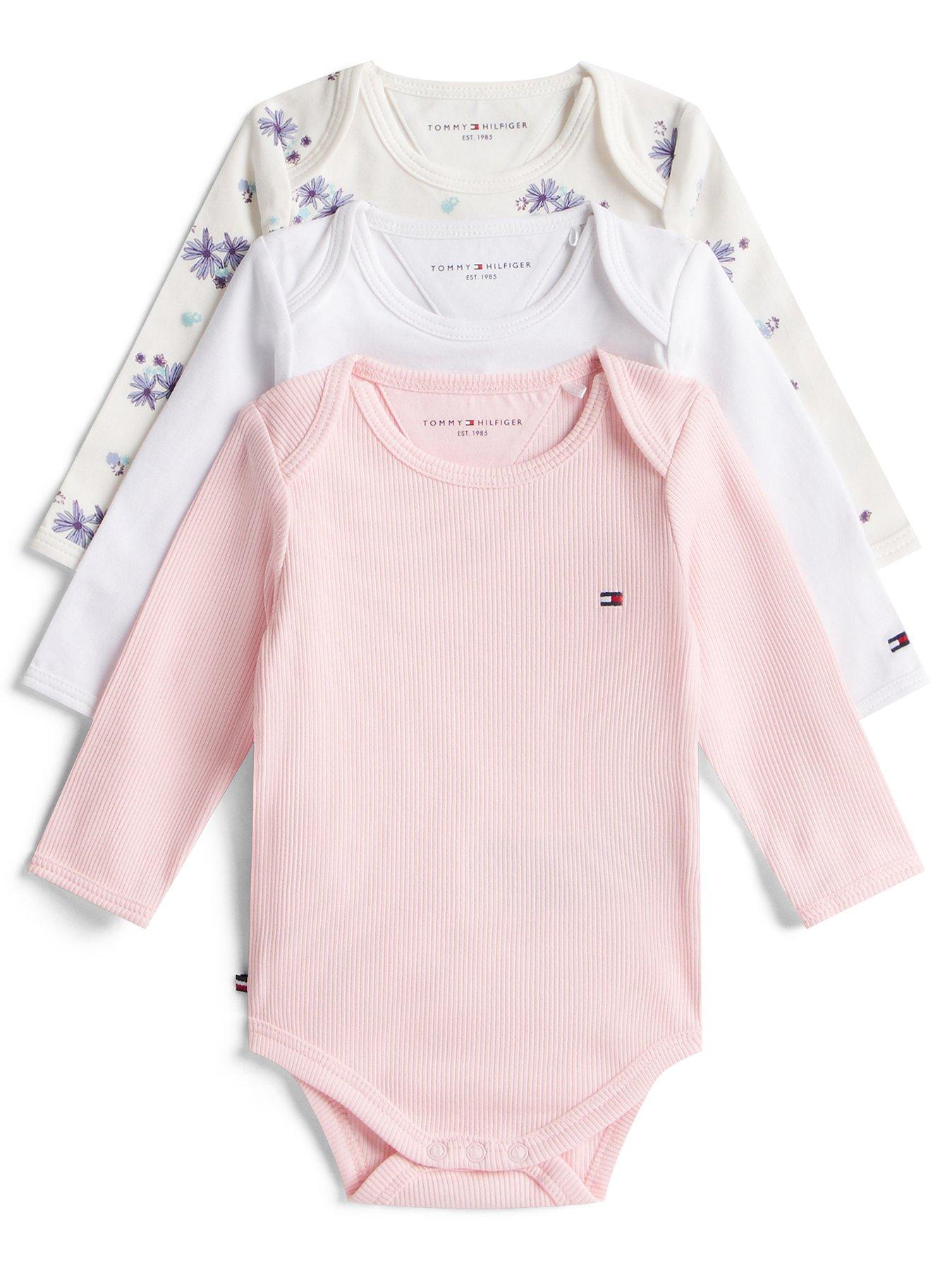 Tommy Hilfiger Baby Girls 3 Pack Long Sleeve Bodysuit Set - Multi
